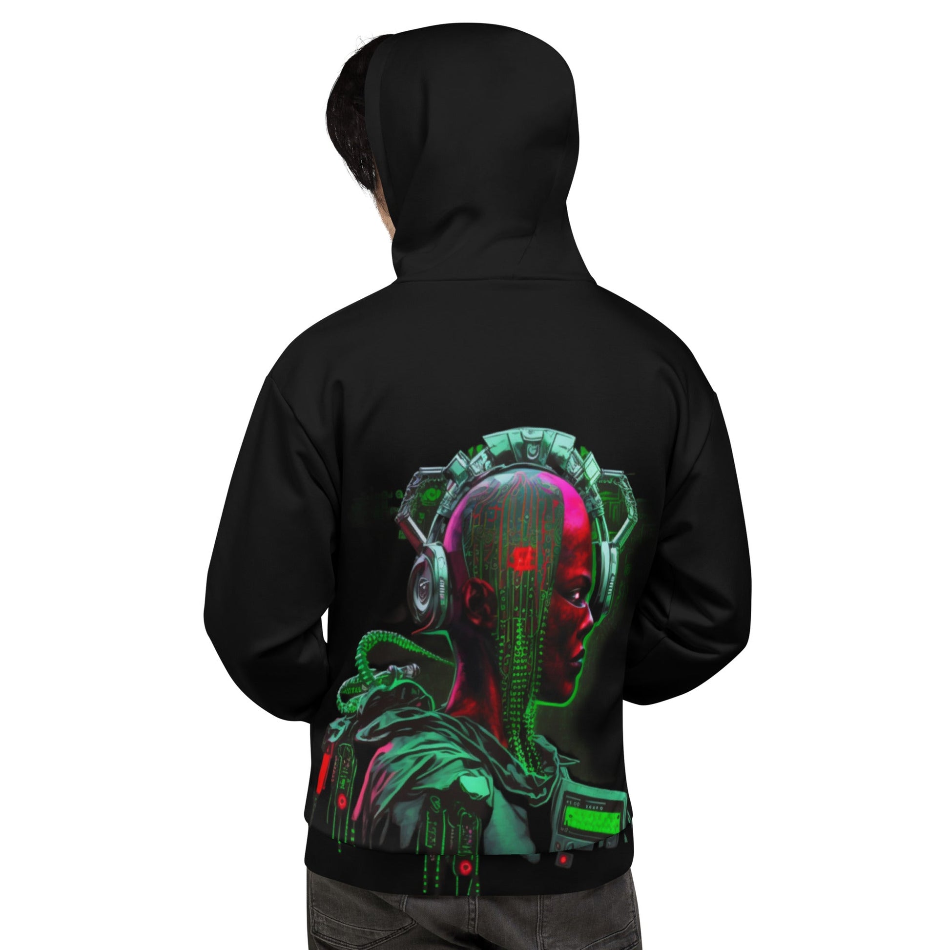 Cyberware assassin v16 - Unisex Hoodie (back print) by DarkByteGear