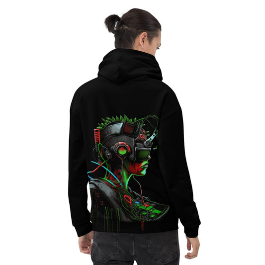 Cyberware assassin v17 - Unisex Hoodie (back print) by DarkByteGear
