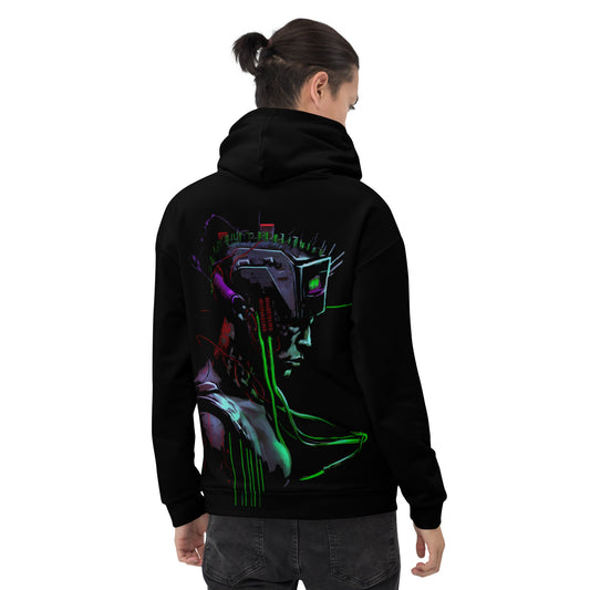 Cyberware assassin v23 - Unisex Hoodie (back print) by DarkByteGear