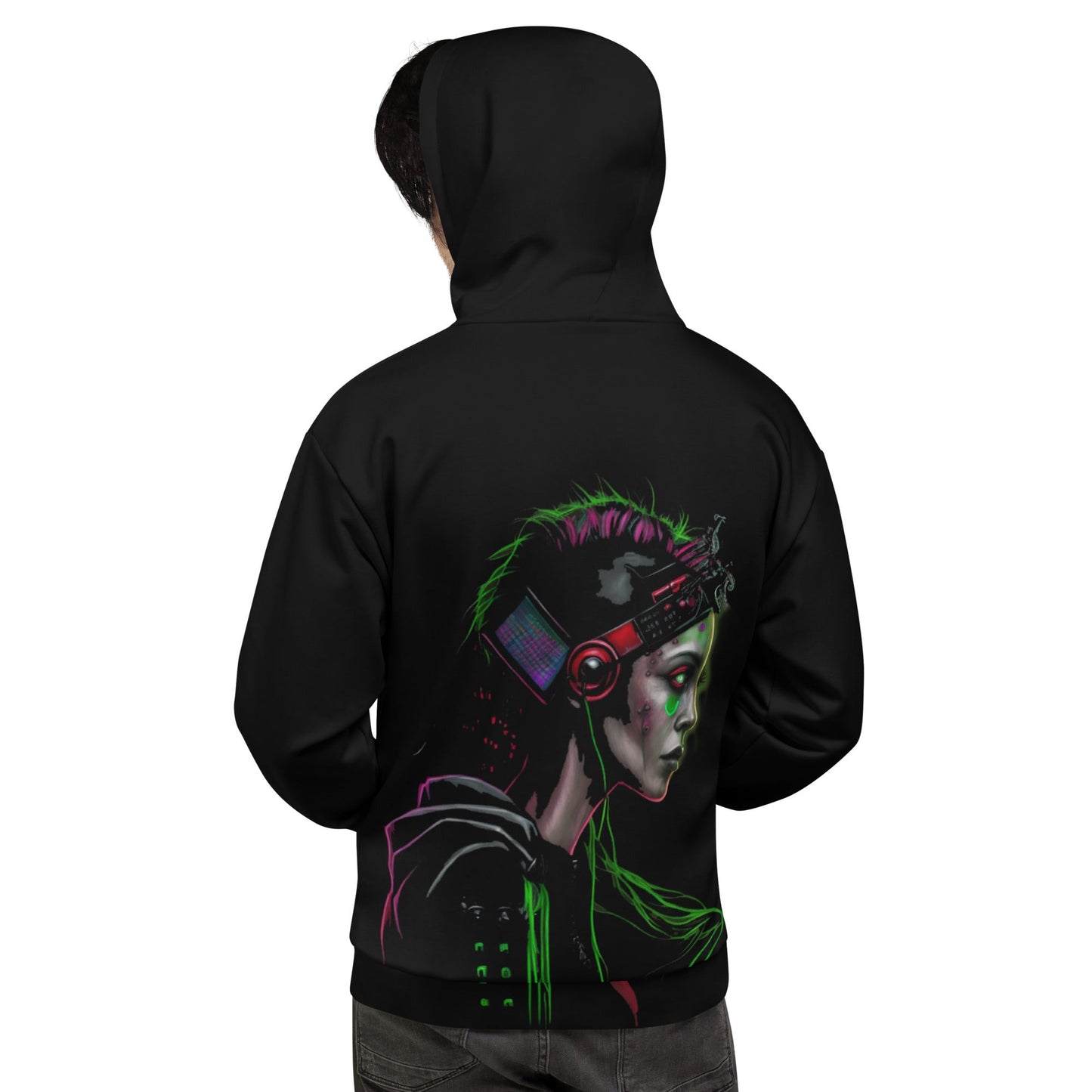 Cyberware assassin v24 - Unisex Hoodie (back print) by DarkByteGear