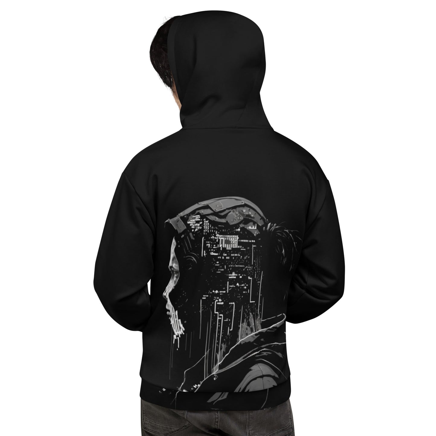 Cyberware assassin v37 - Unisex Hoodie (back print) by DarkByteGear