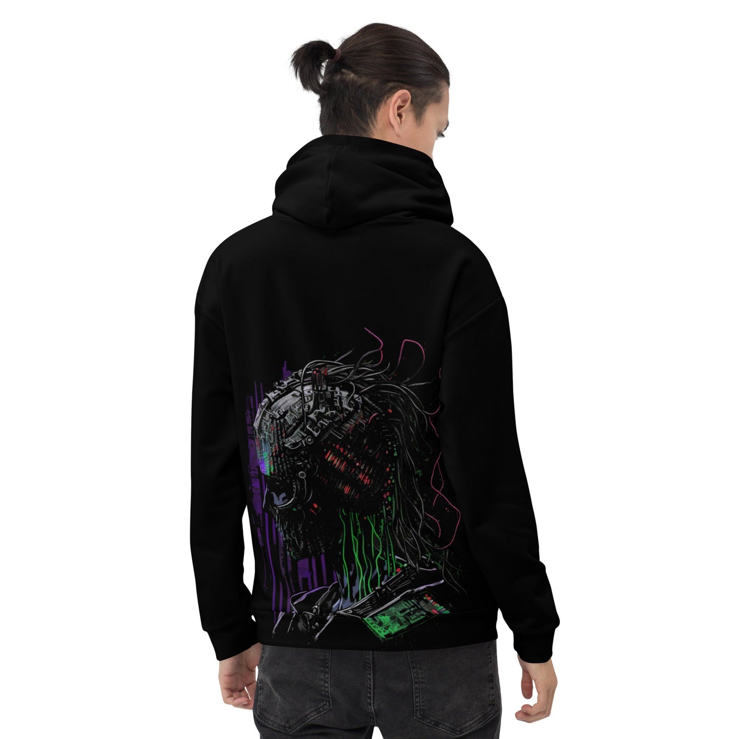 Cyberware assassin v48 - Unisex Hoodie (back print) by DarkByteGear