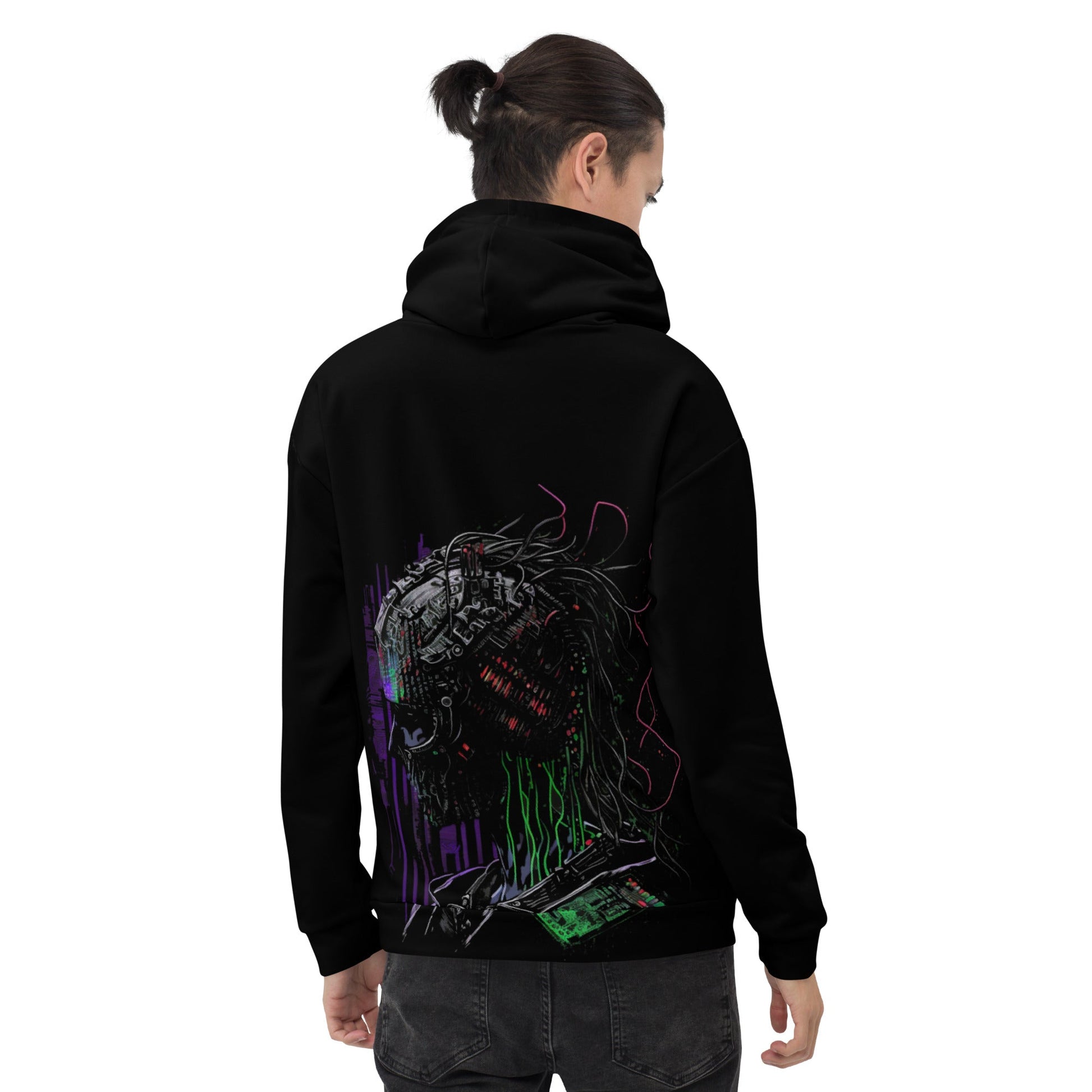 Cyberware assassin v48 - Unisex Hoodie (back print) by DarkByteGear