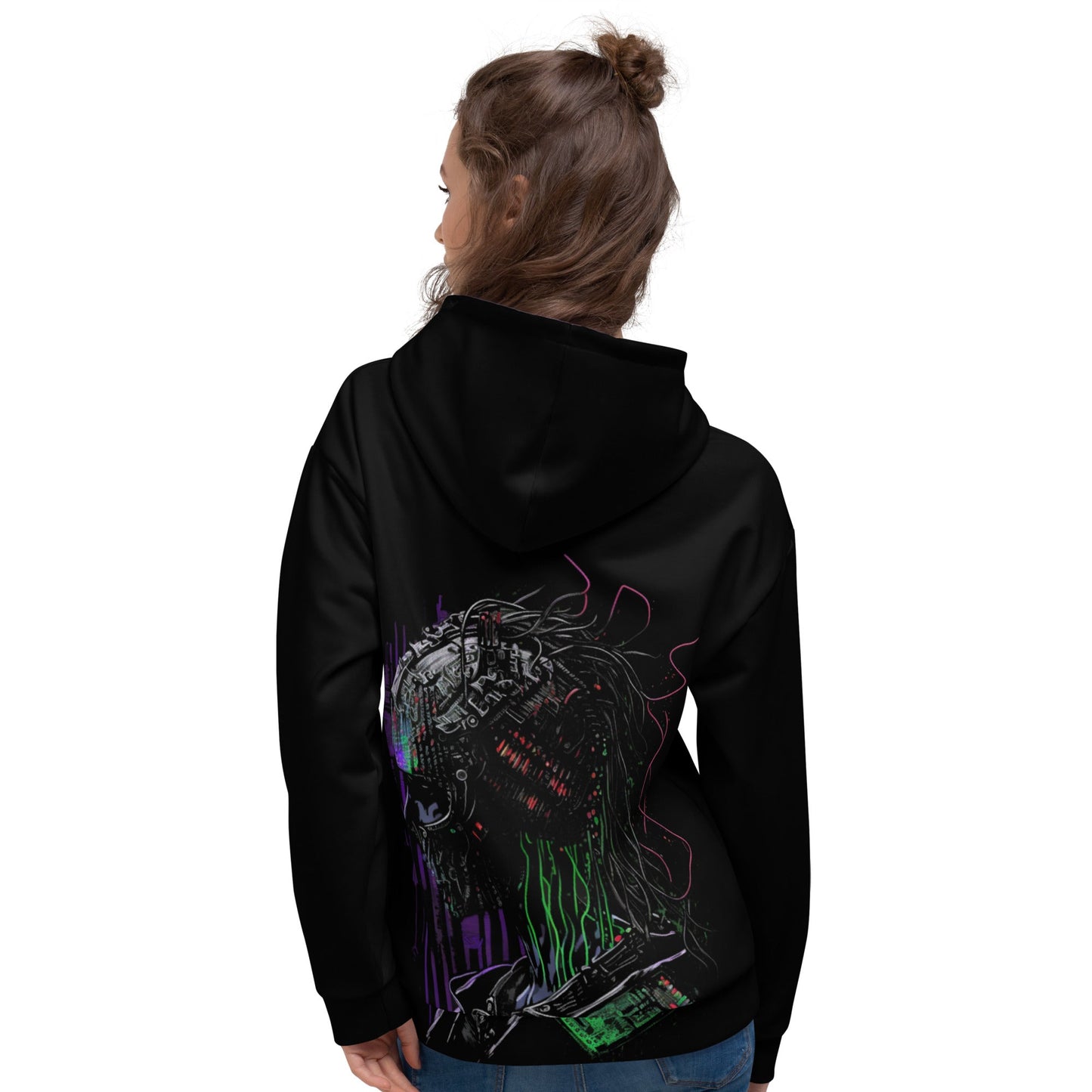Cyberware assassin v48 - Unisex Hoodie (back print) by DarkByteGear