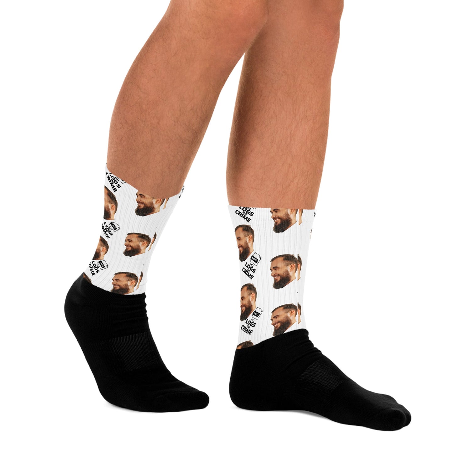 No Logs No Crime - Face Mash Socks ( personalized socks with photos ) by DarkByteGear