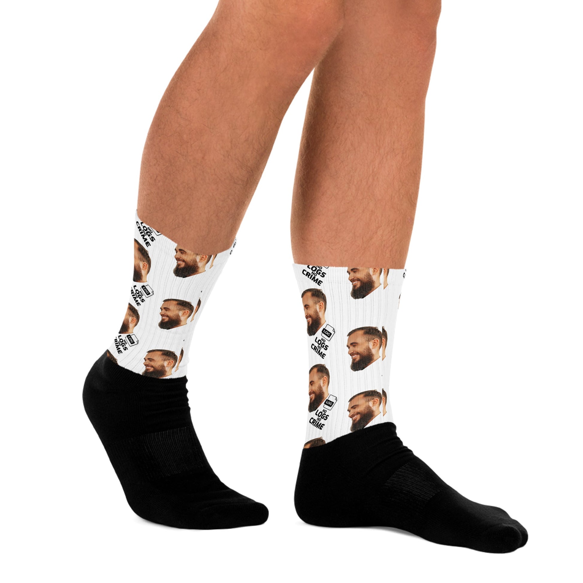 No Logs No Crime - Face Mash Socks ( personalized socks with photos ) by DarkByteGear