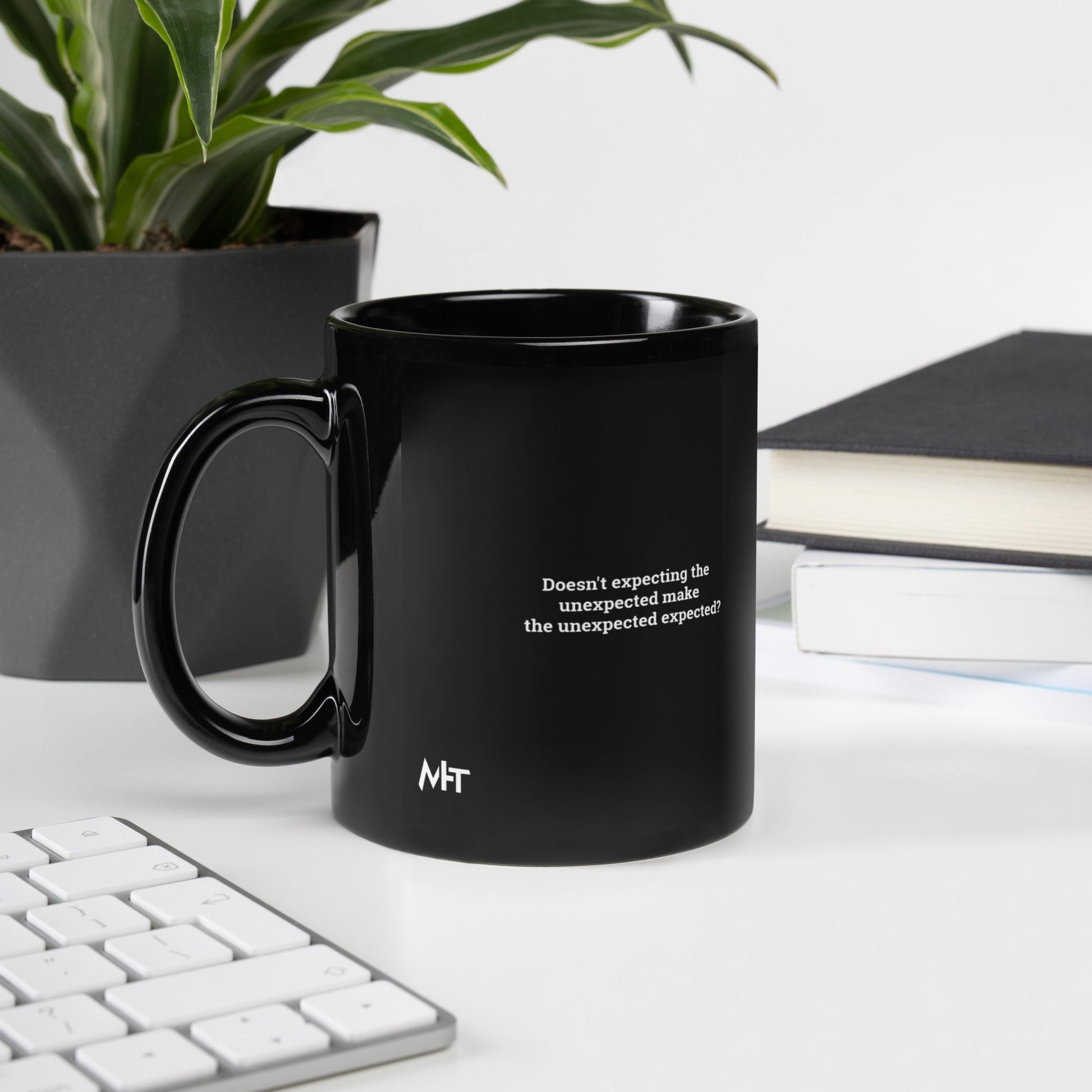 Doesn't expecting the unexpected make the unexpected expected - Black Glossy Mug by DarkByteGear