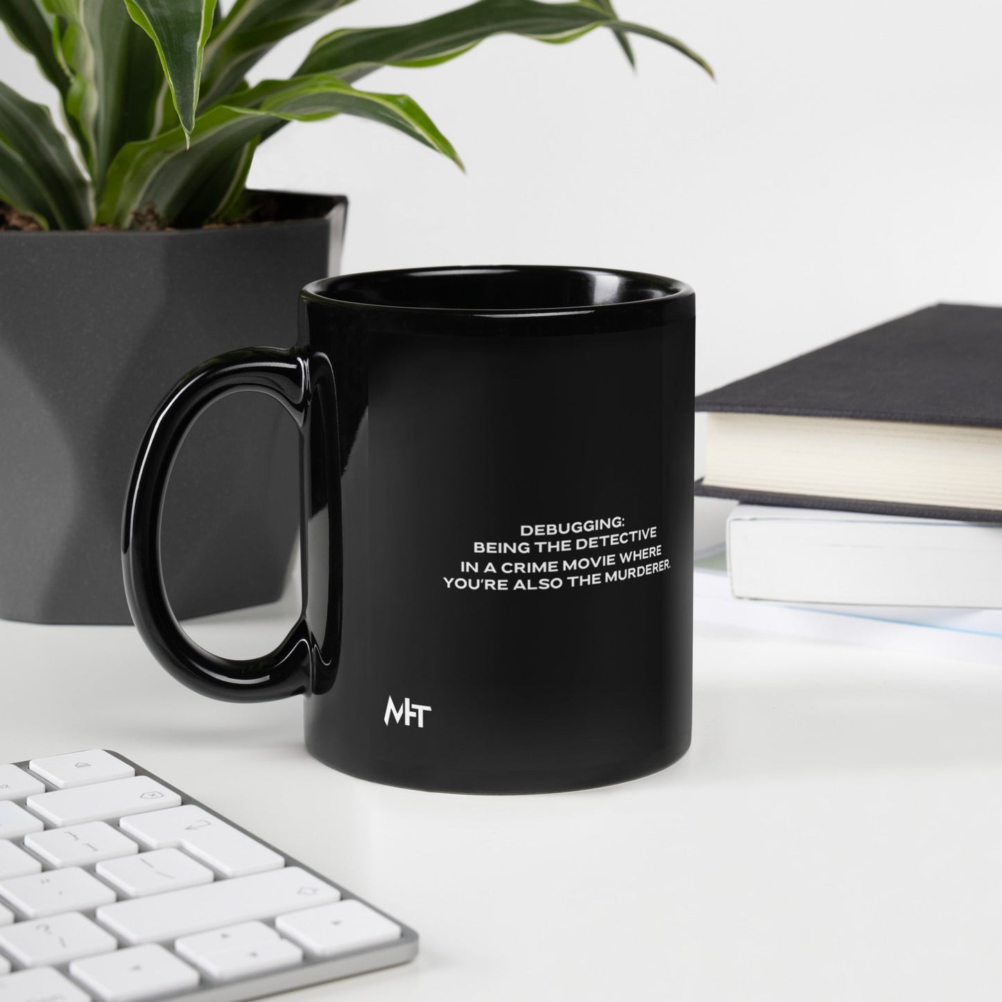 Debugging Being the detective in a crime movie where you are also the murderer V1 - Black Glossy Mug by DarkByteGear