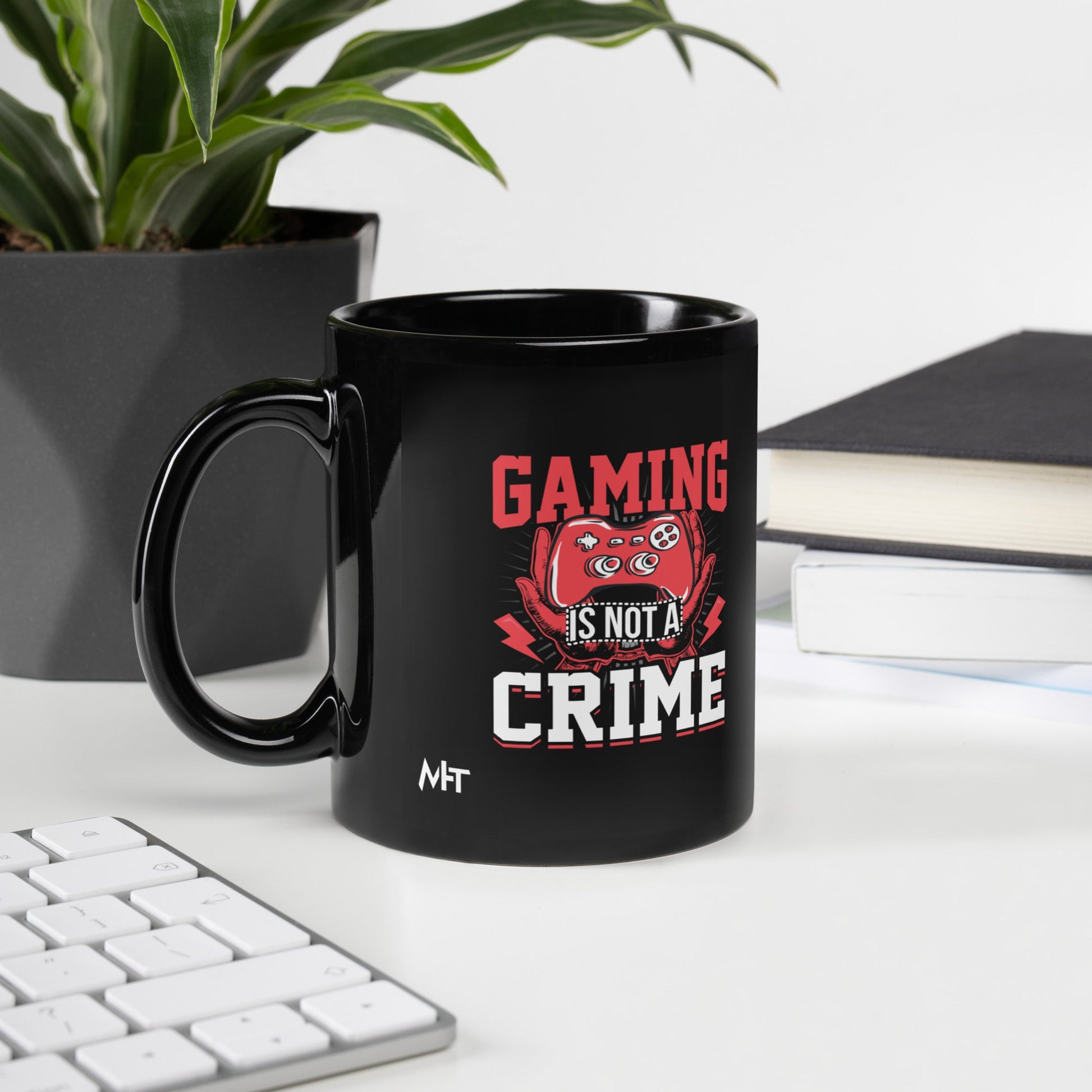 Gaming is not a Crime - Black Glossy Mug by DarkByteGear