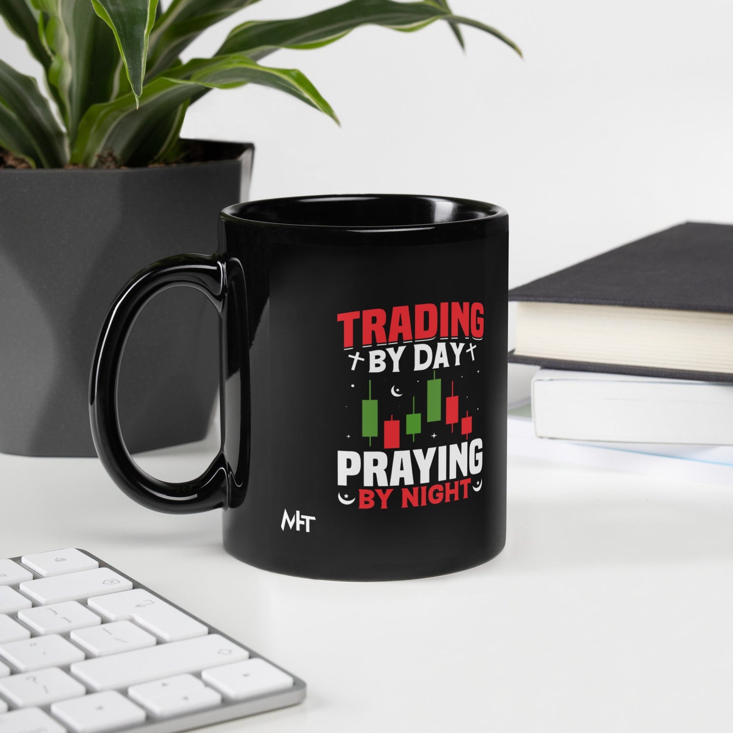 Trading by Day Praying by Night - Black Glossy Mug by DarkByteGear