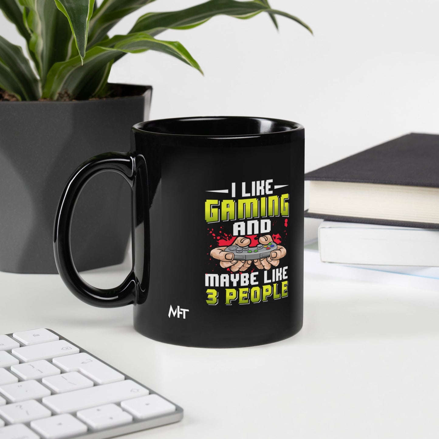 I Like Gaming and Maybe Like 3 People - Black Glossy Mug by DarkByteGear