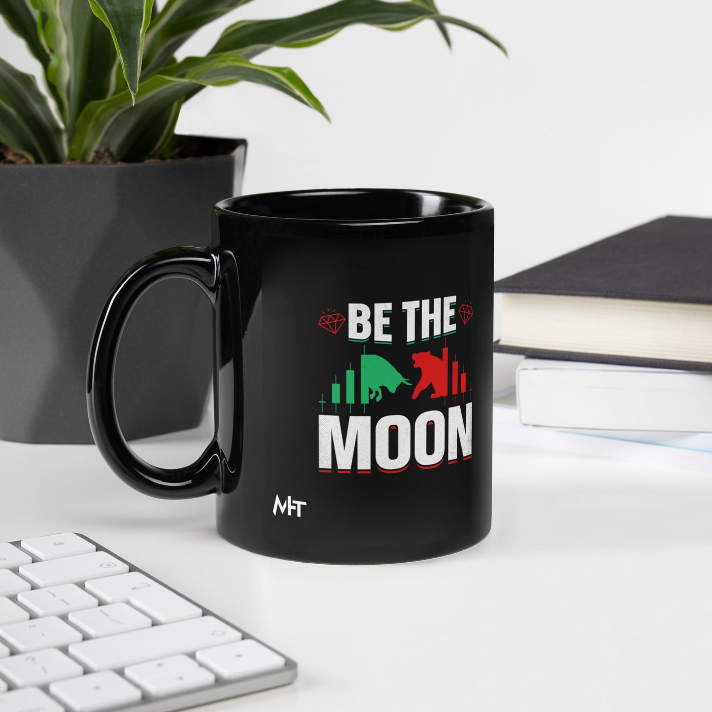 Be the Moon - Black Glossy Mug by DarkByteGear