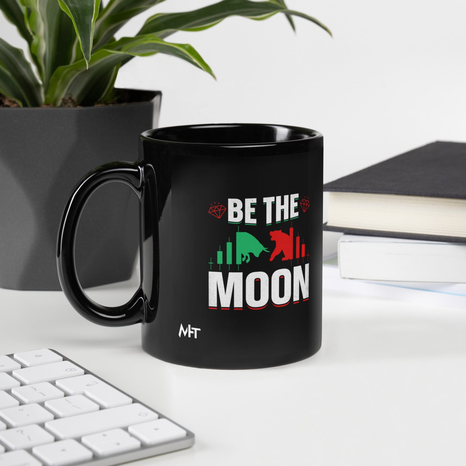 Be the Moon - Black Glossy Mug by DarkByteGear