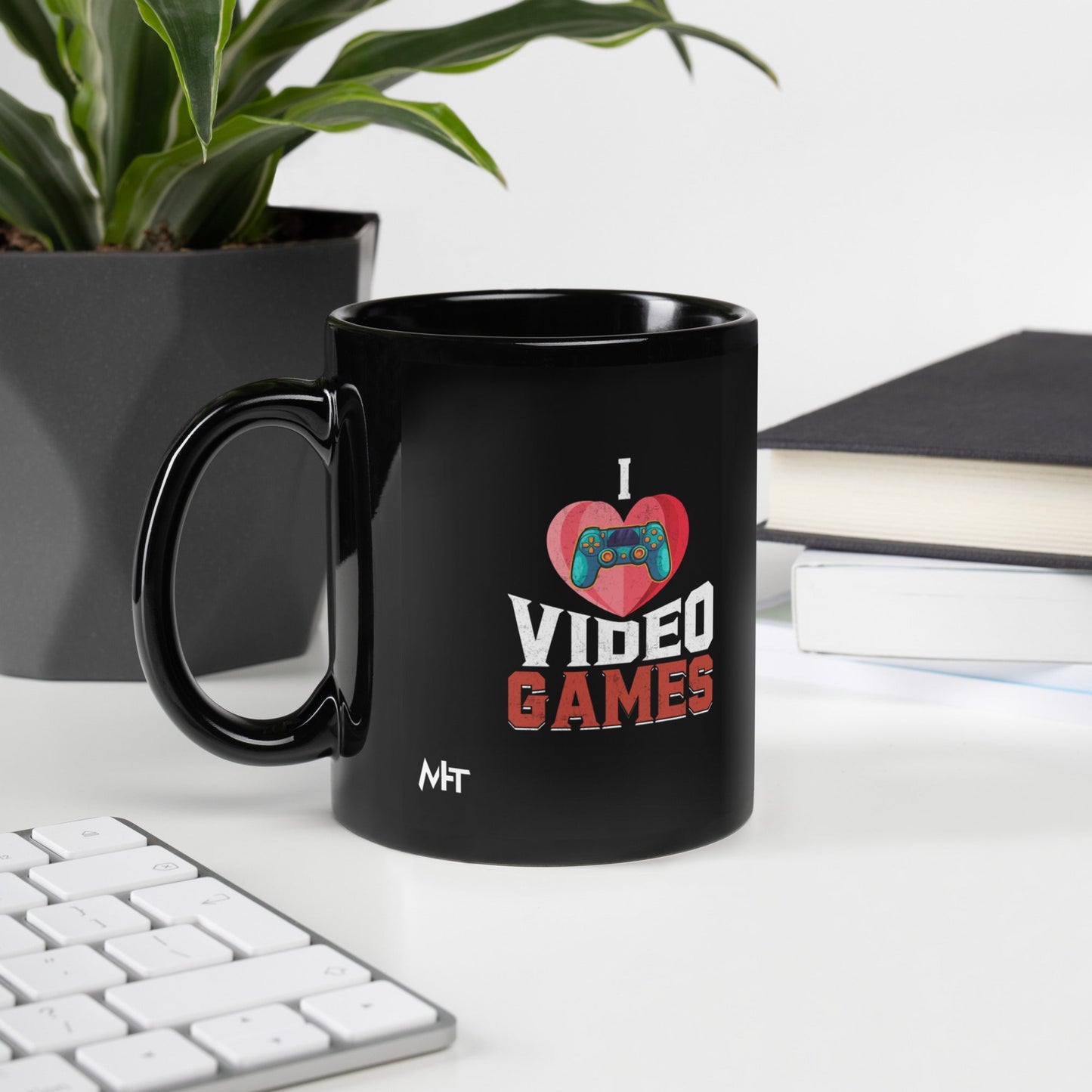 I love Video Games - Black Glossy Mug by DarkByteGear
