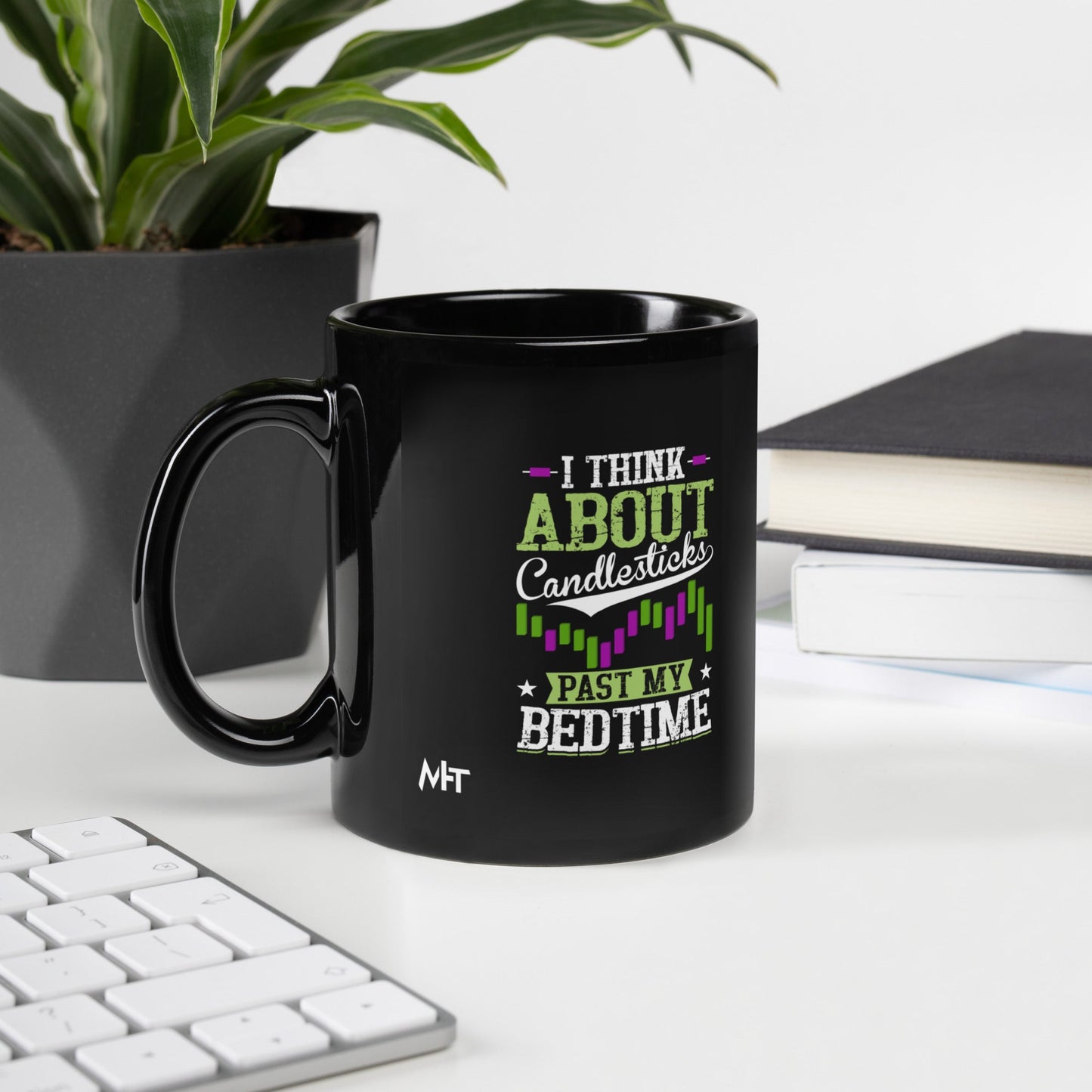 I think about Candlesticks past my bedtime - Black Glossy Mug by DarkByteGear