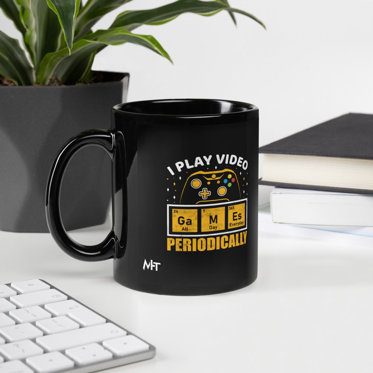 I Play Videogames Periodically - Black Glossy Mug by DarkByteGear
