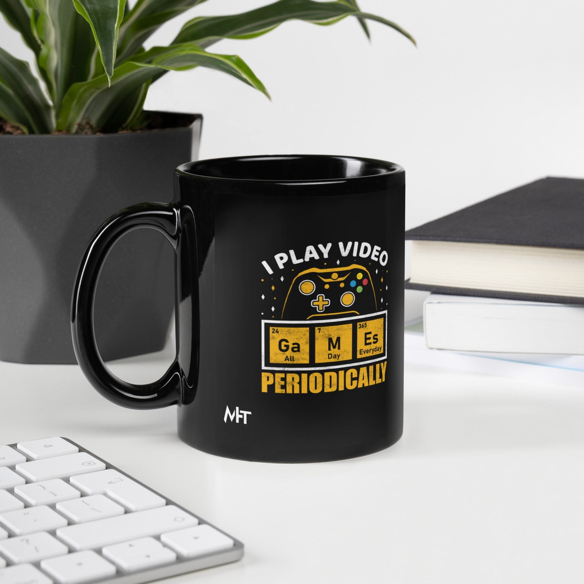 I Play Videogames Periodically - Black Glossy Mug by DarkByteGear
