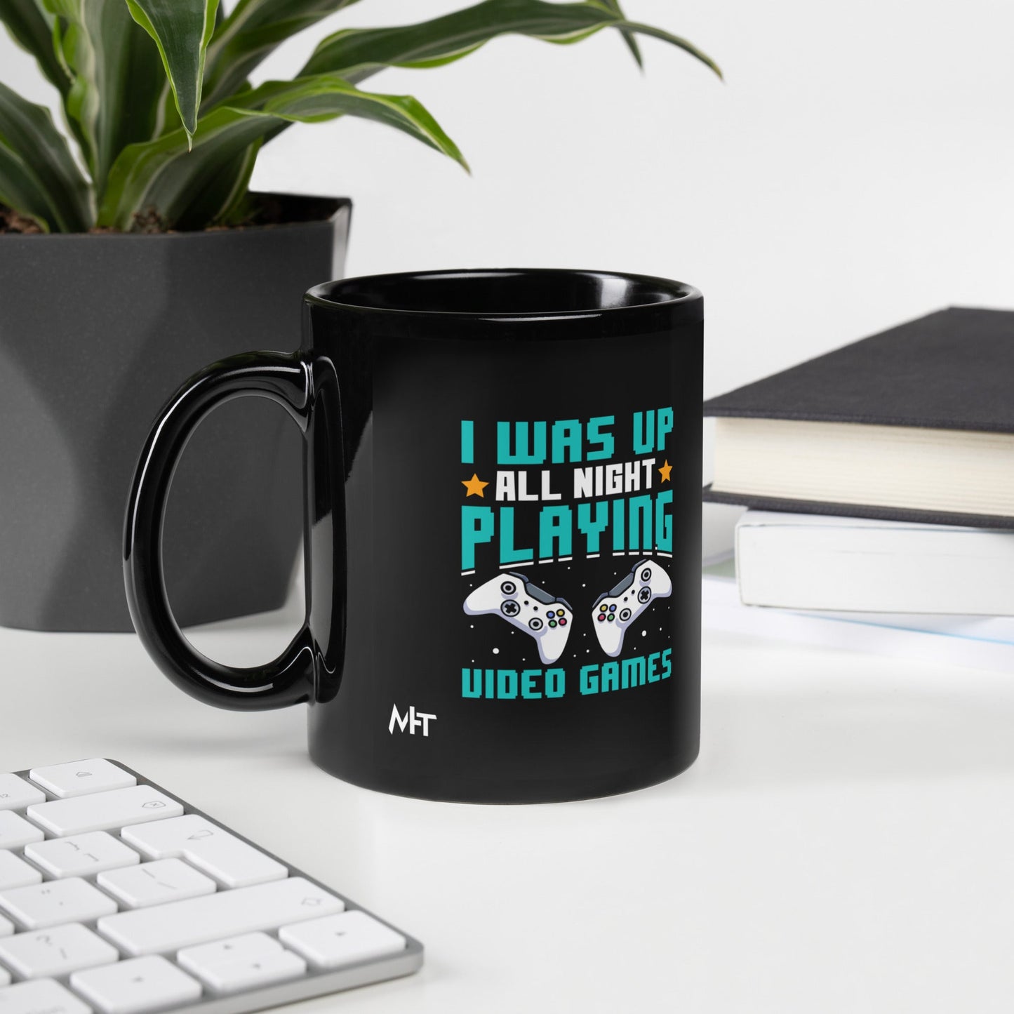 I was up all night playing Video Games Rima - Black Glossy Mug by DarkByteGear