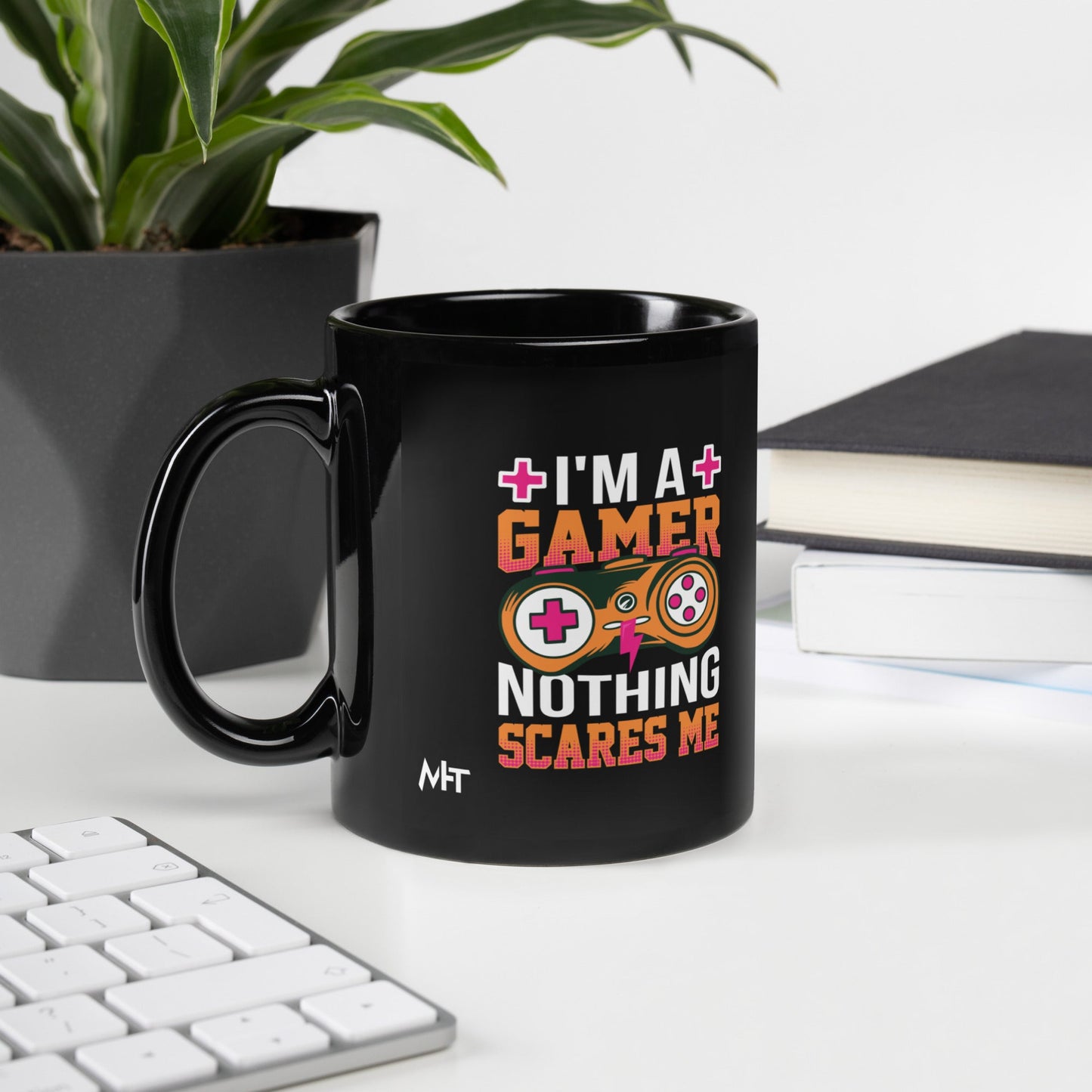 I am a Gamer; Nothing Scares me - Black Glossy Mug by DarkByteGear