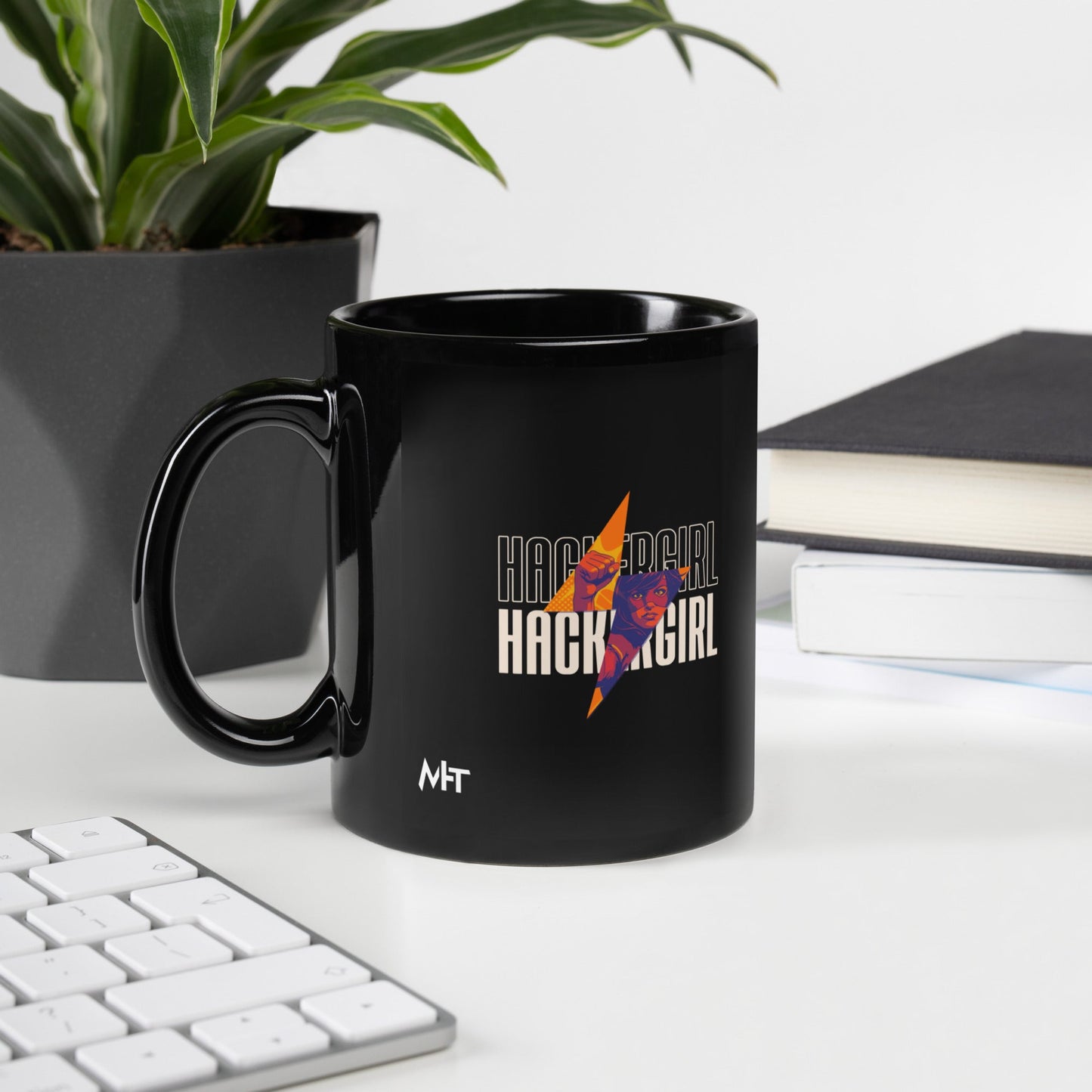 Hacker Girl V1 - Black Glossy Mug by DarkByteGear
