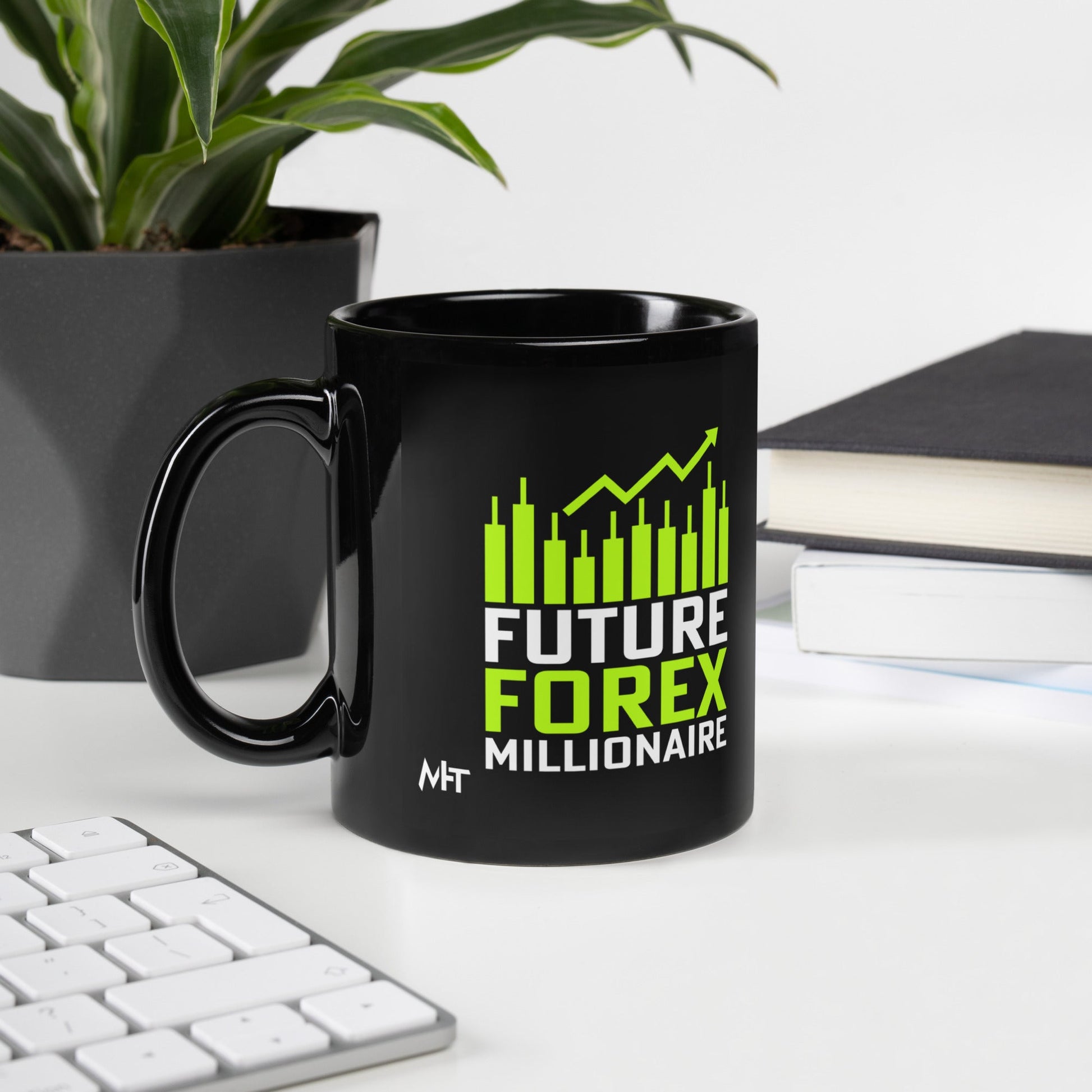 Future Forex Millionaire - Black Glossy Mug by DarkByteGear