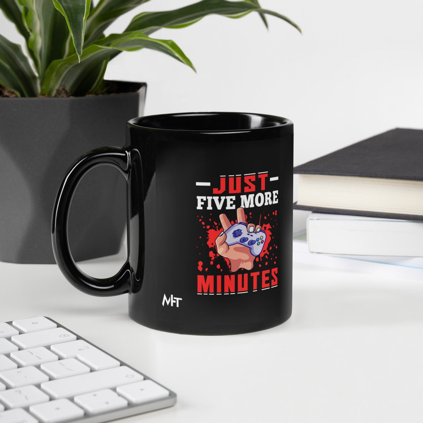 Just 5 more Minutes Rima - Black Glossy Mug by DarkByteGear