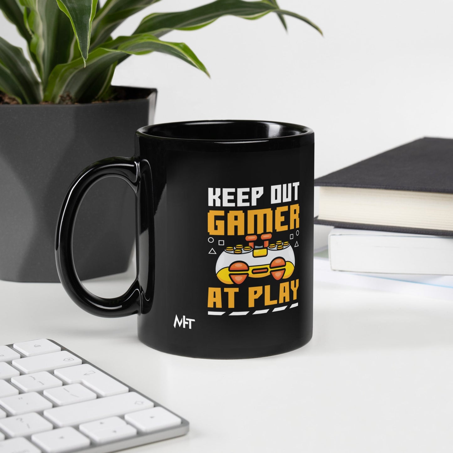 Keep Out Gamer At Play Rima 7 - Black Glossy Mug by DarkByteGear