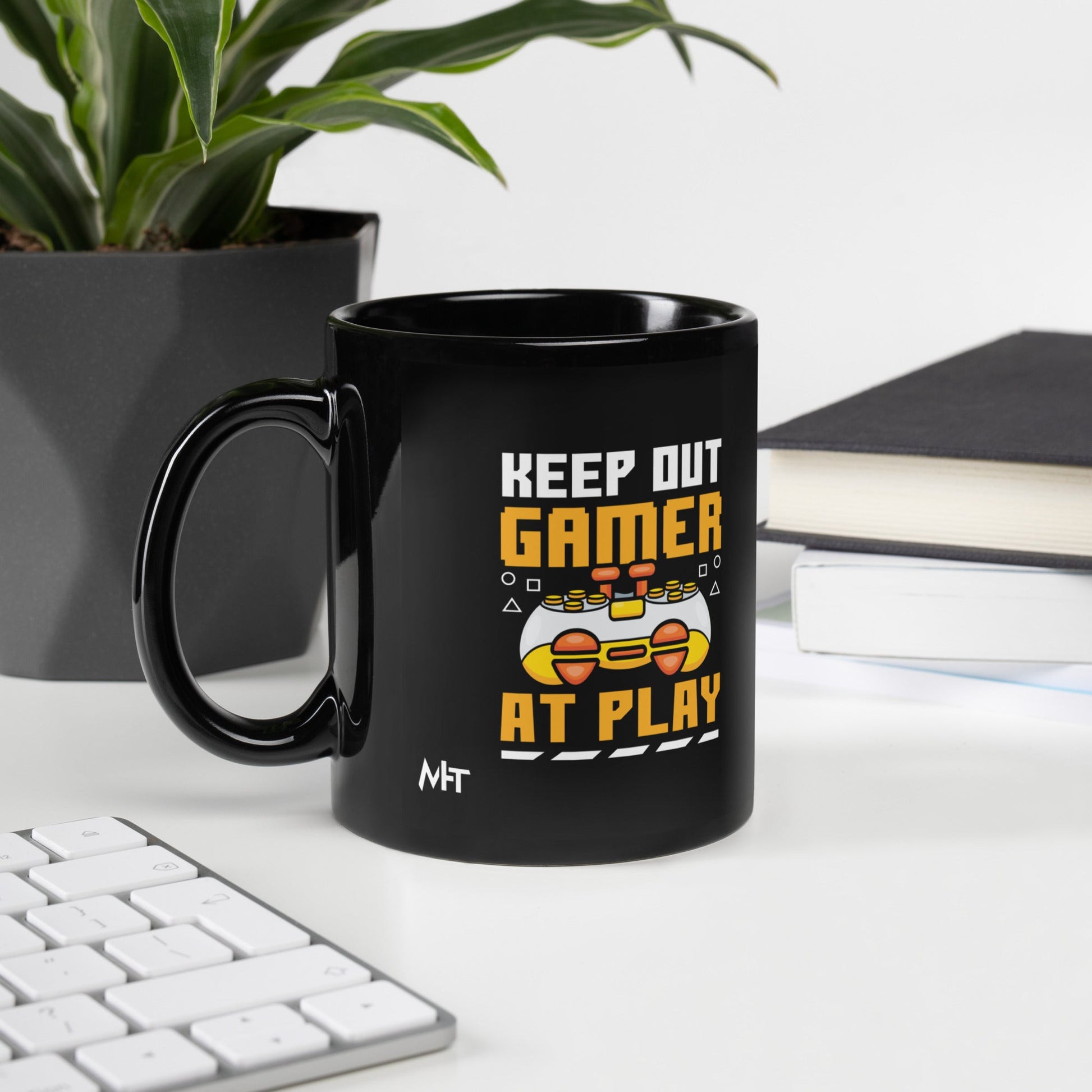 Keep Out Gamer At Play Rima 7 - Black Glossy Mug by DarkByteGear