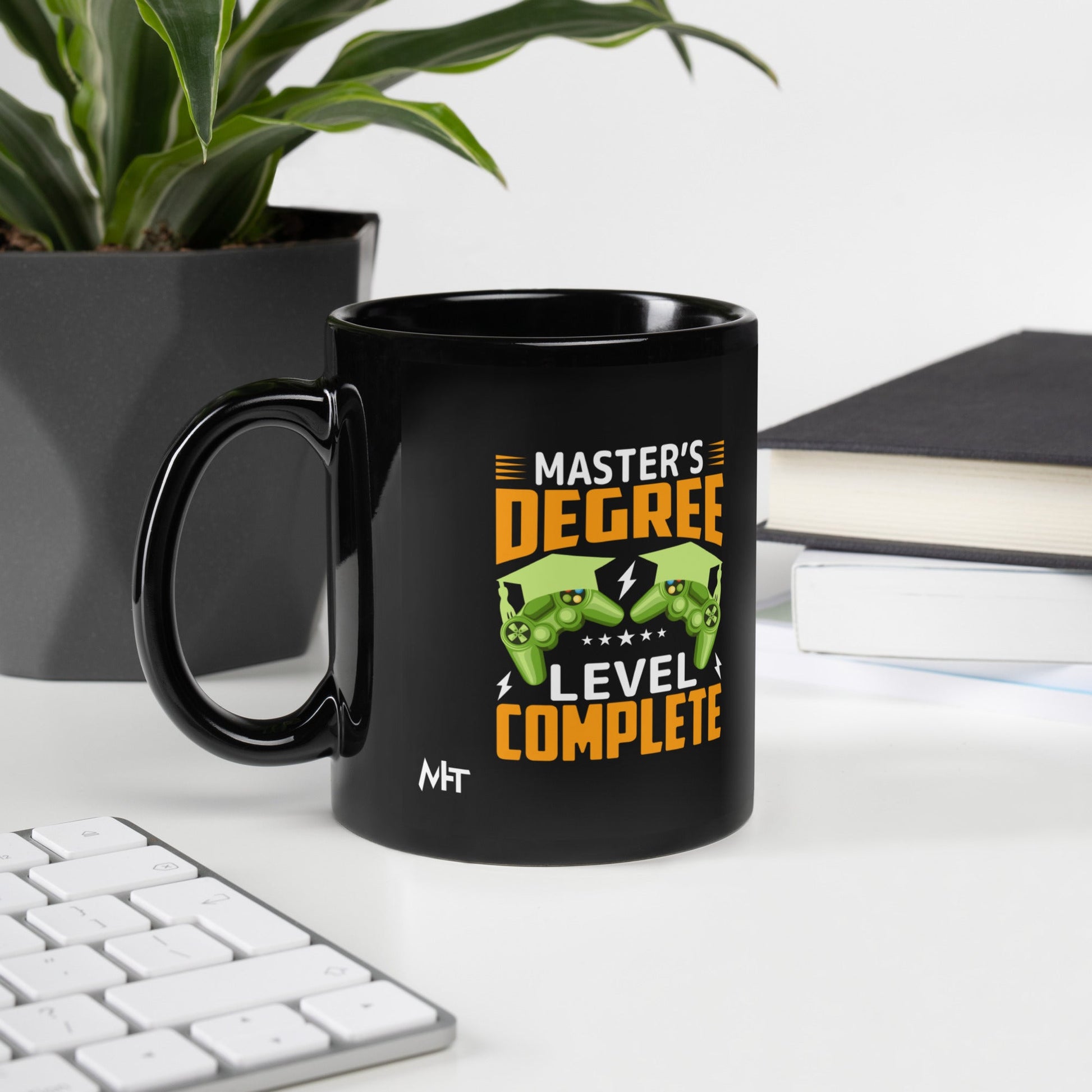 Master's Degree Level Complete - Black Glossy Mug by DarkByteGear