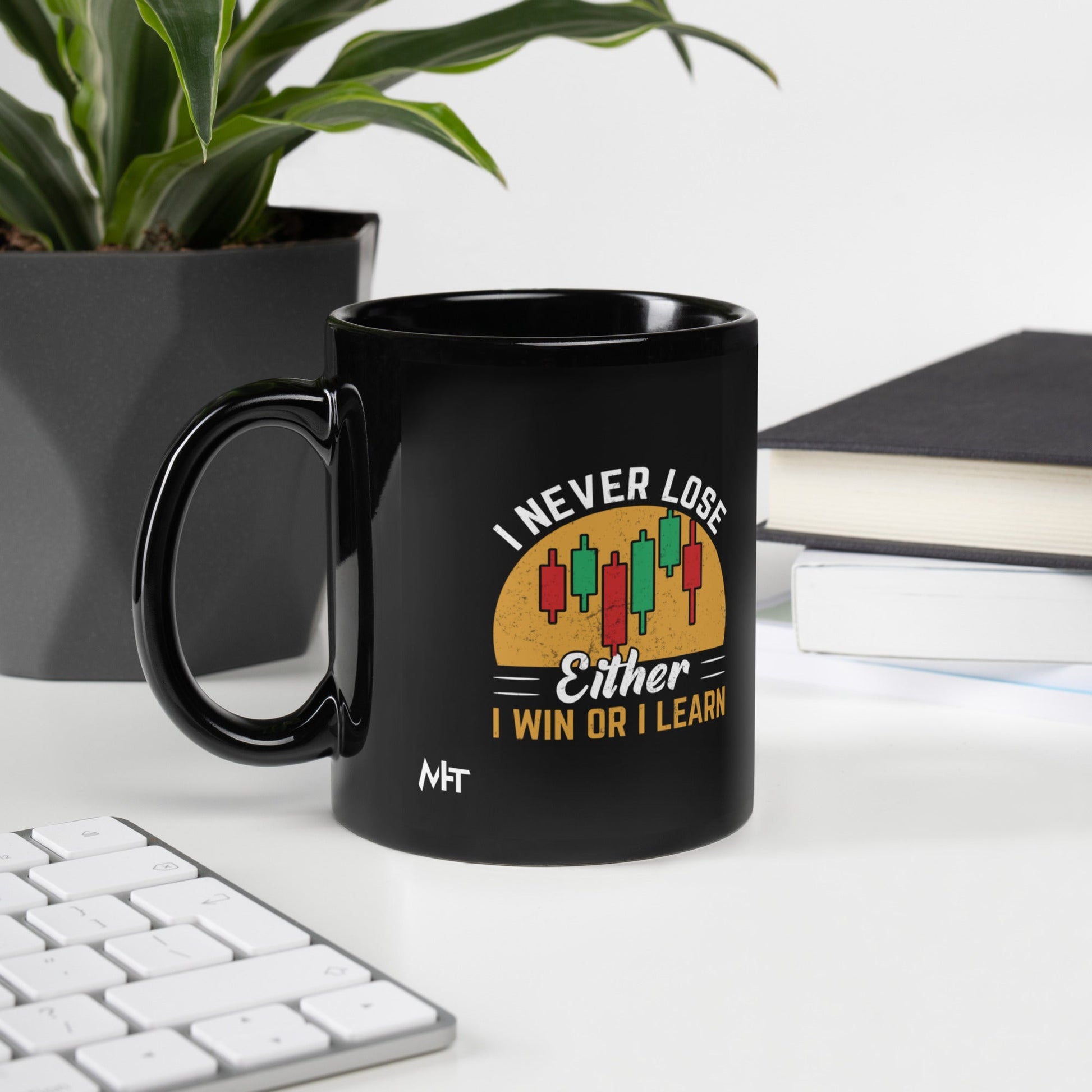 I never Lose: Either I win or I learn V1 - Black Glossy Mug by DarkByteGear