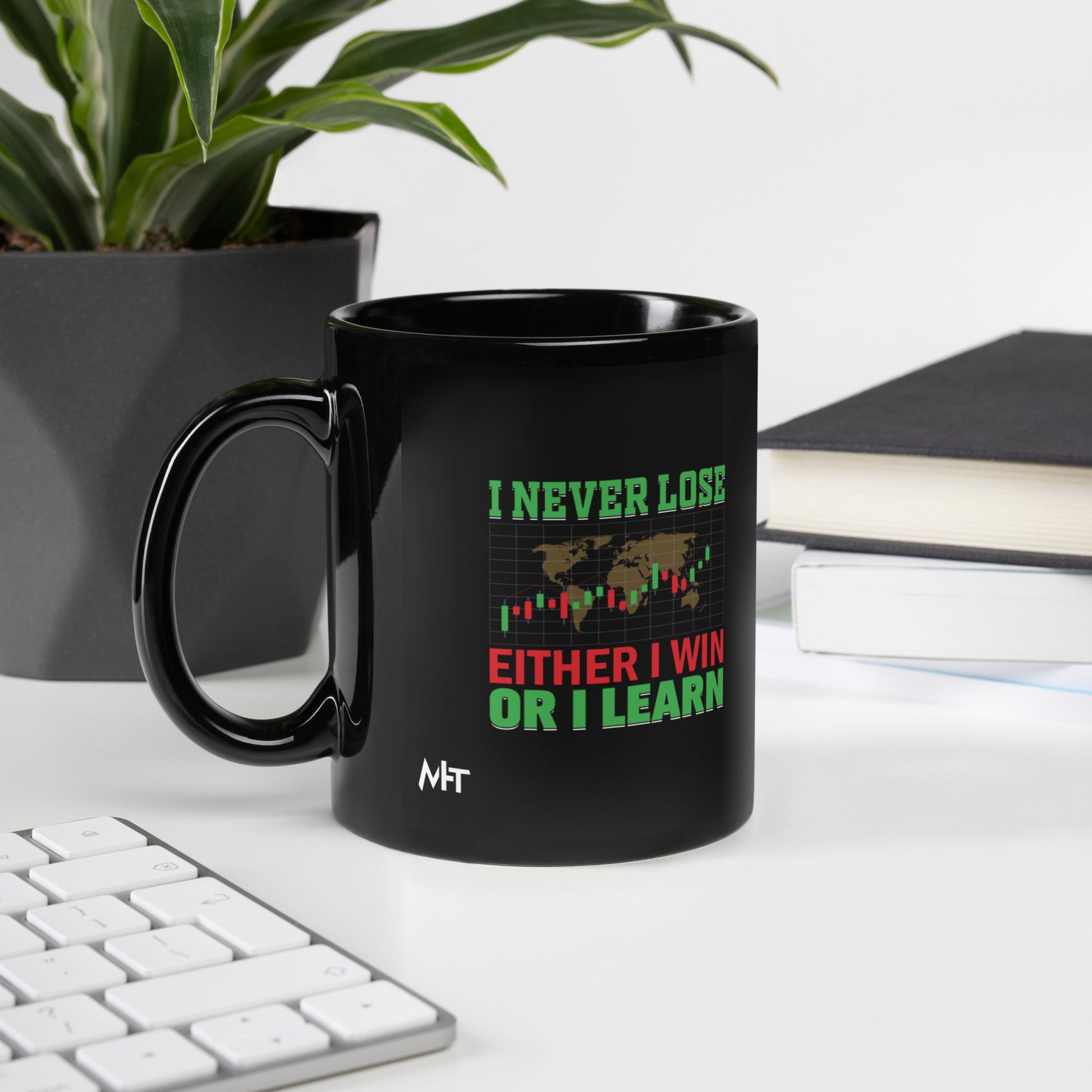 I never Lose: Either I win or I learn V2 - Black Glossy Mug by DarkByteGear