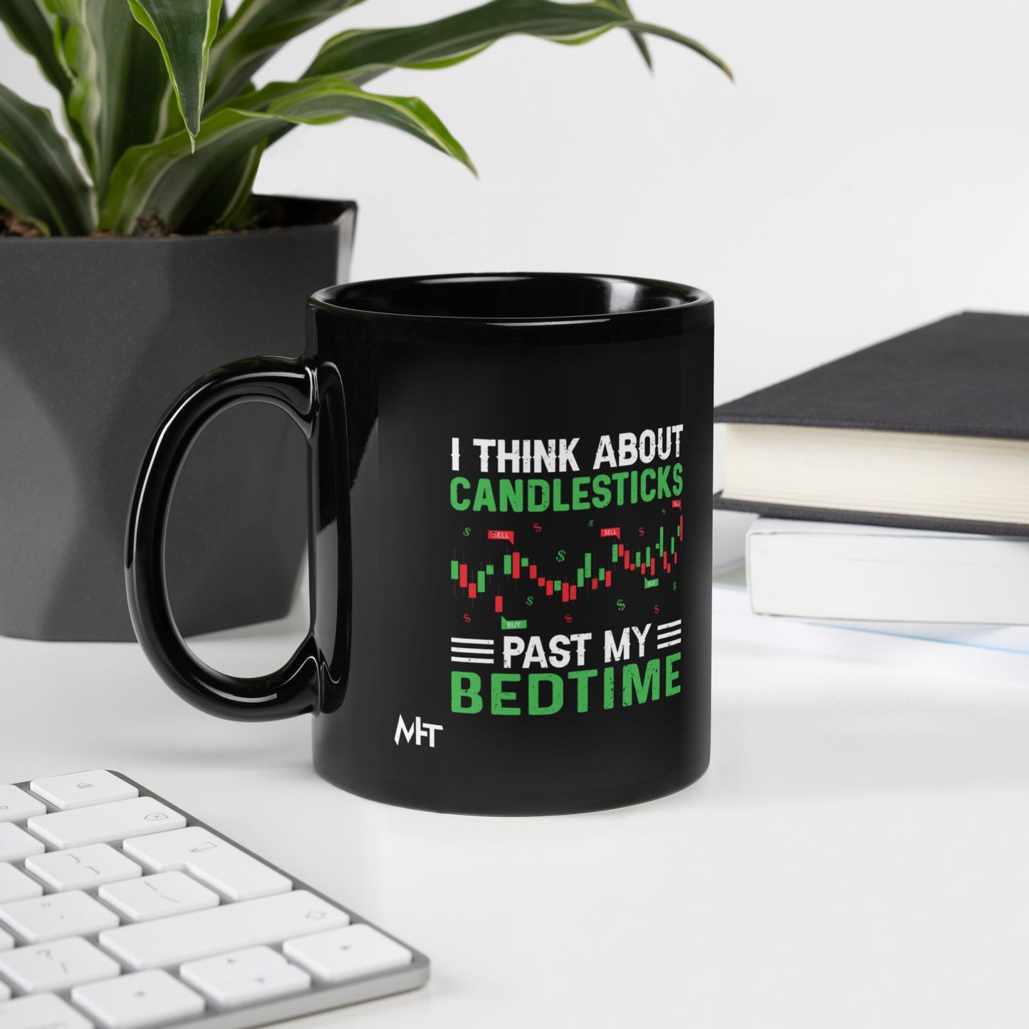I think about Candle Sticks past my Bedtime - Black Glossy Mug by DarkByteGear