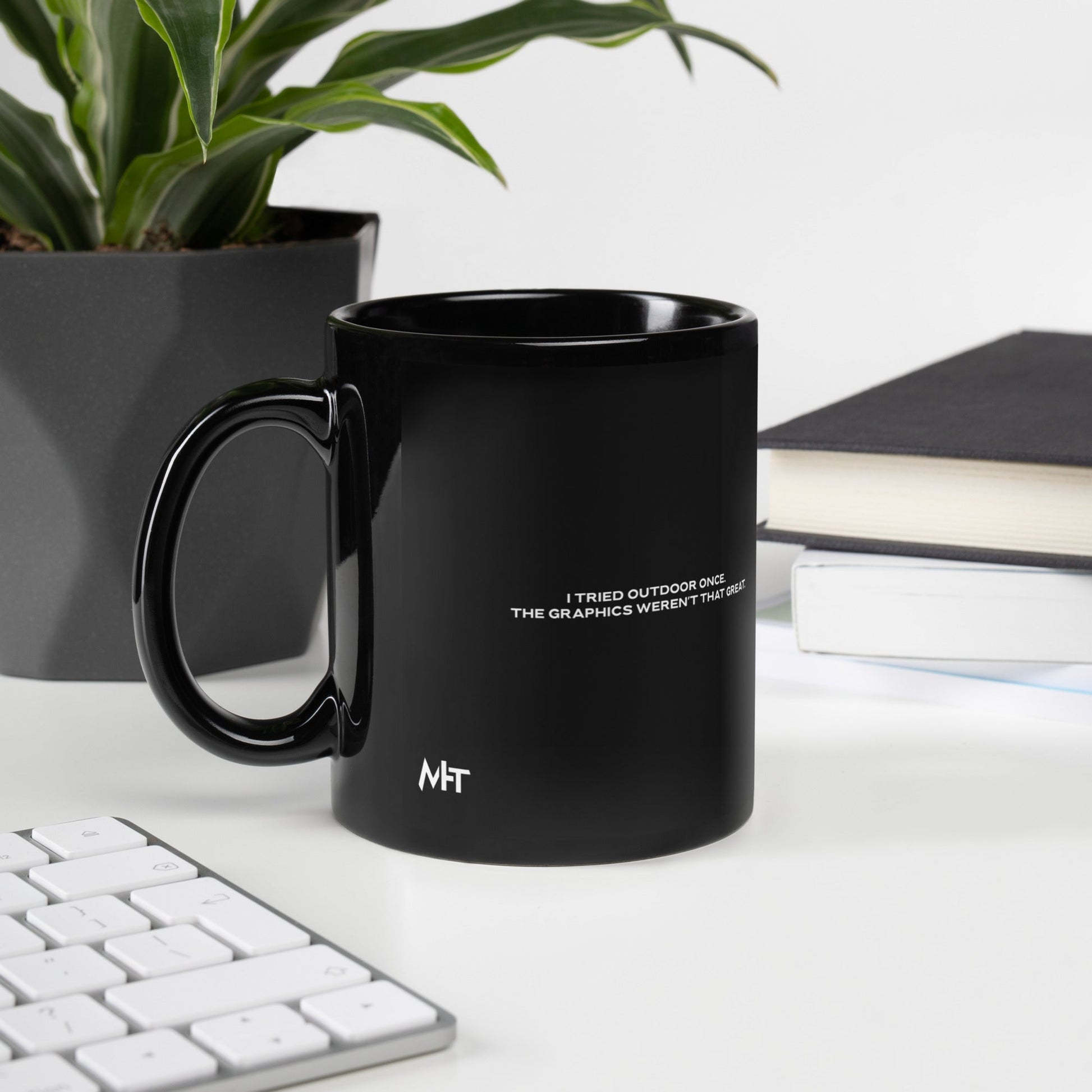I Tried outdoor once, but the Graphics Weren't that good V1 - Black Glossy Mug by DarkByteGear
