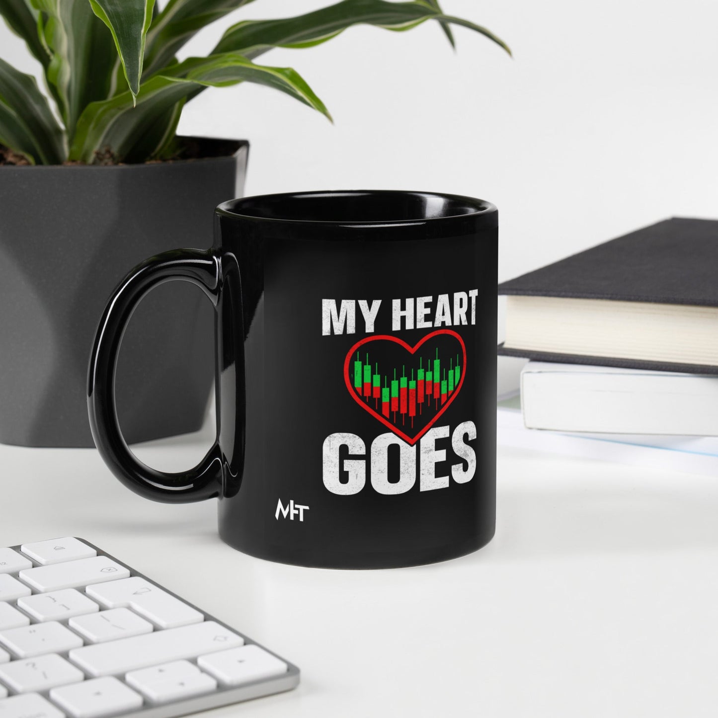 My Heart Goes - Black Glossy Mug by DarkByteGear