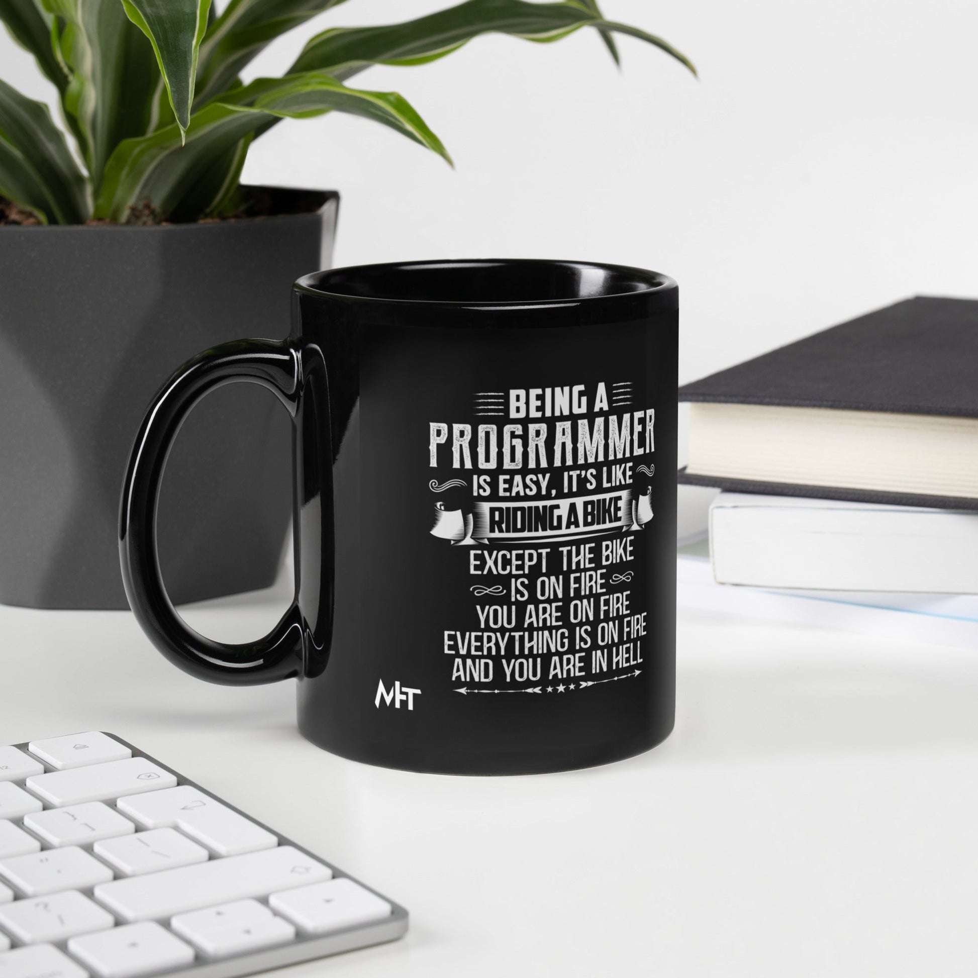 Being a Programmer is easy - Black Glossy Mug by DarkByteGear