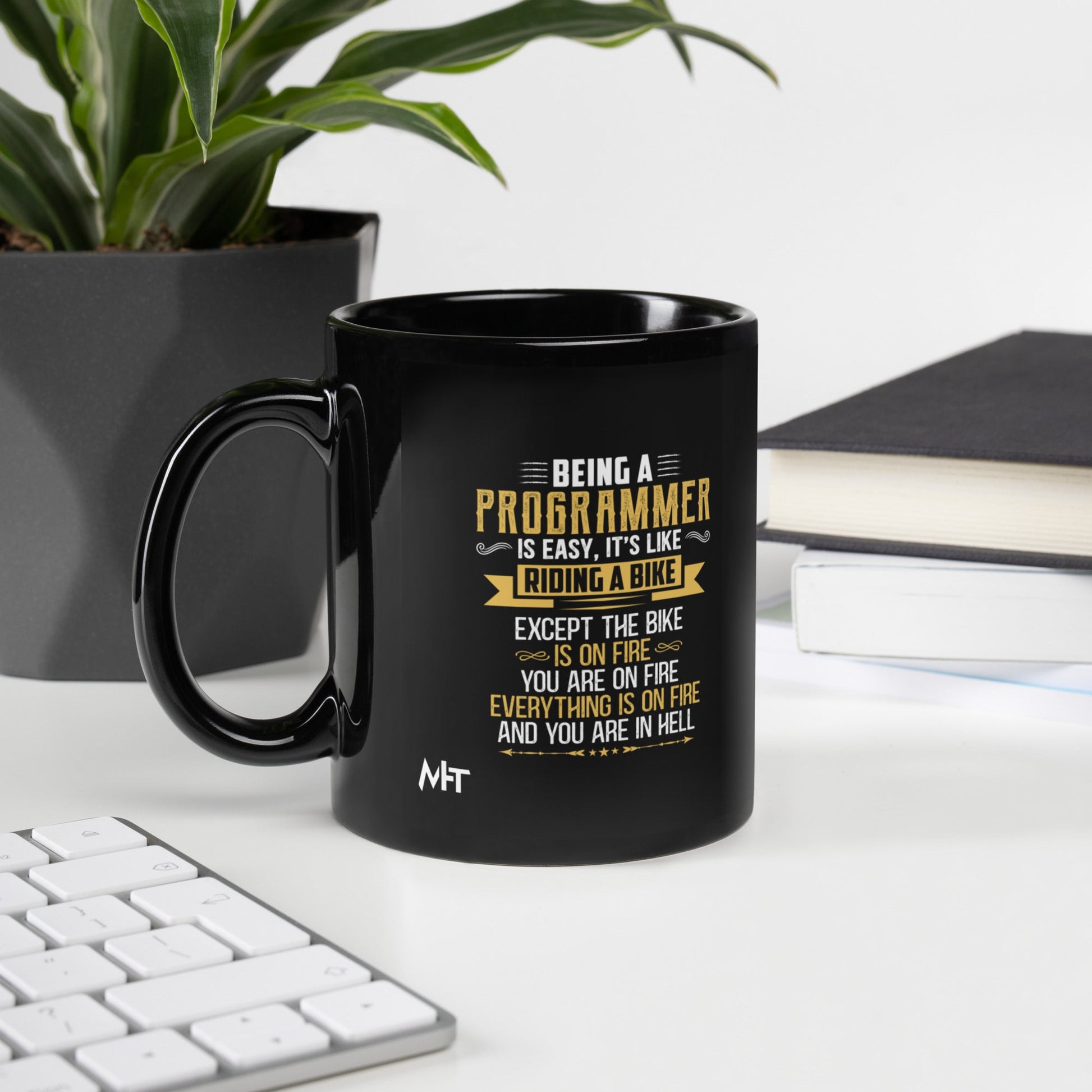 Being a Programmer is easy V2 - Black Glossy Mug by DarkByteGear