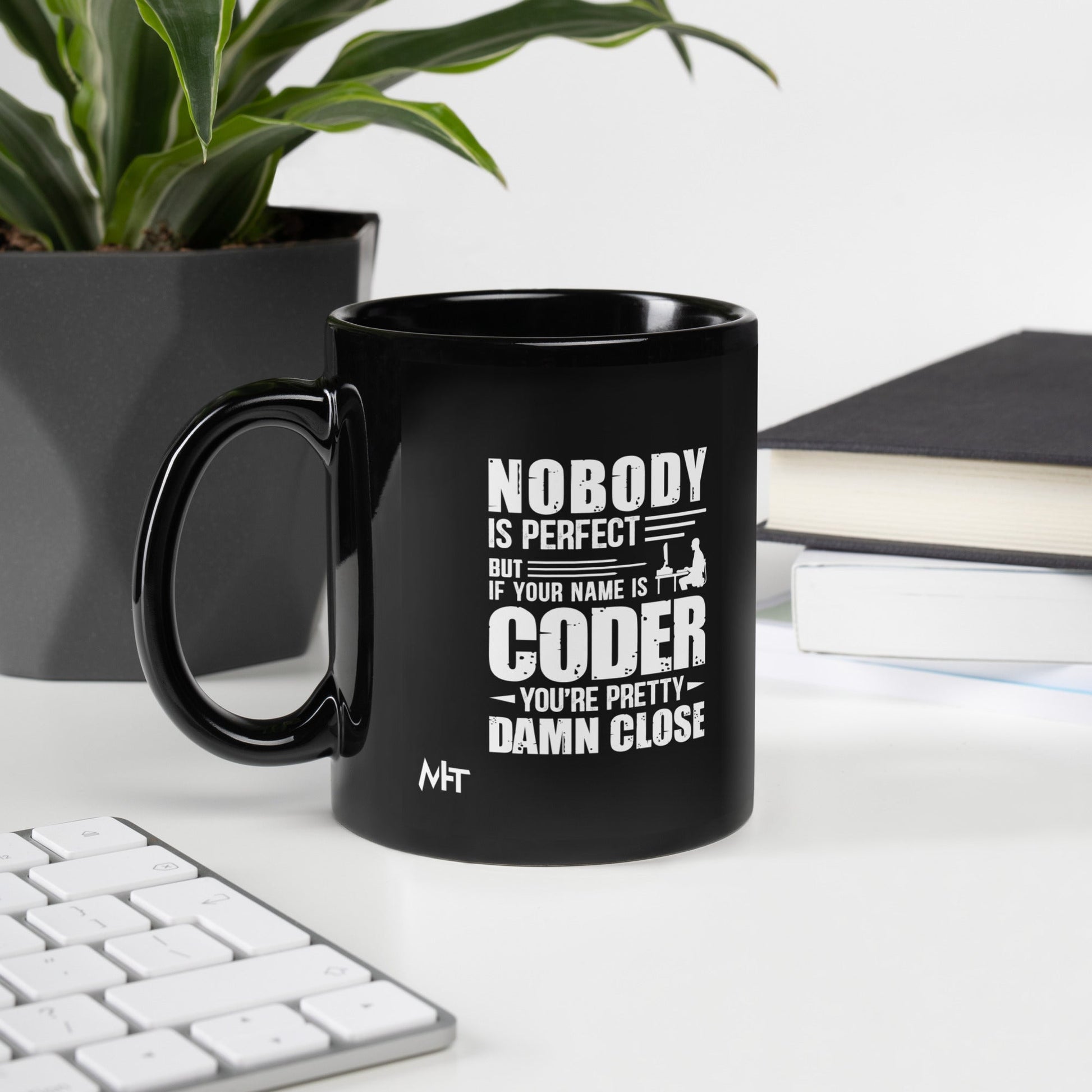 Coder Close to Perfect - Black Glossy Mug by DarkByteGear