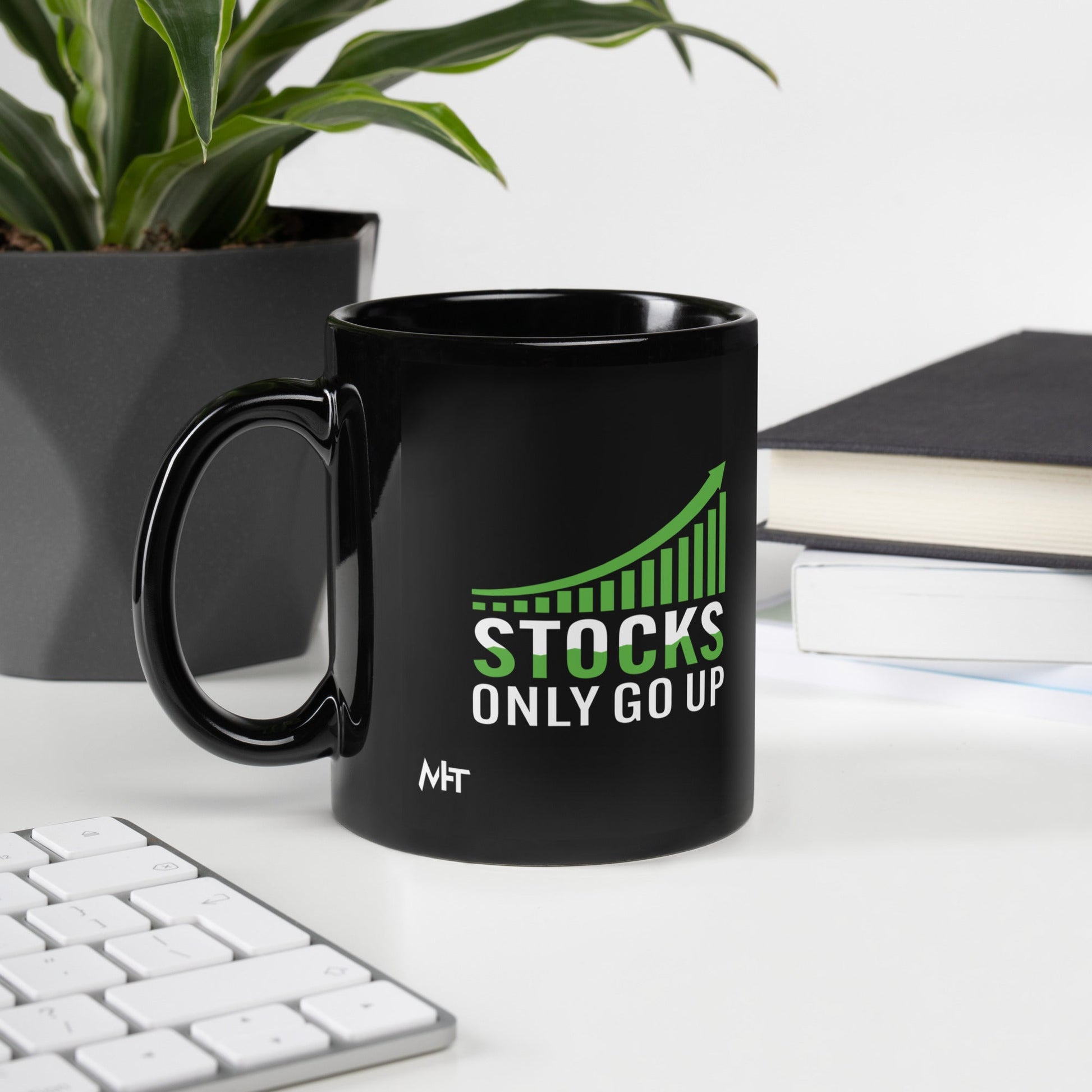 Stocks only Go up - Black Glossy Mug by DarkByteGear