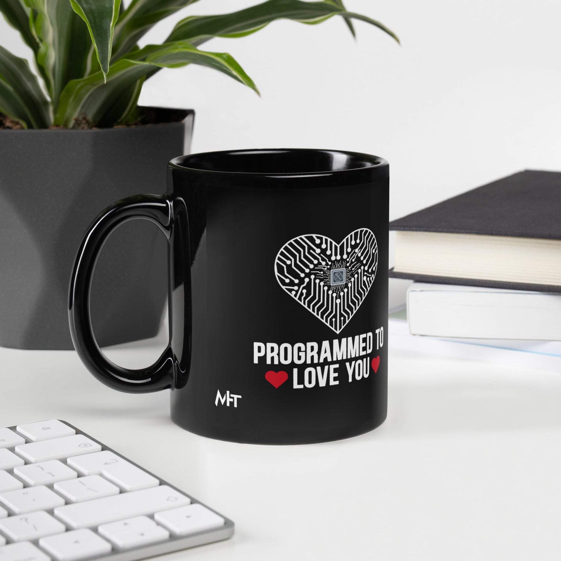 Programmed to Love you - Black Glossy Mug by DarkByteGear
