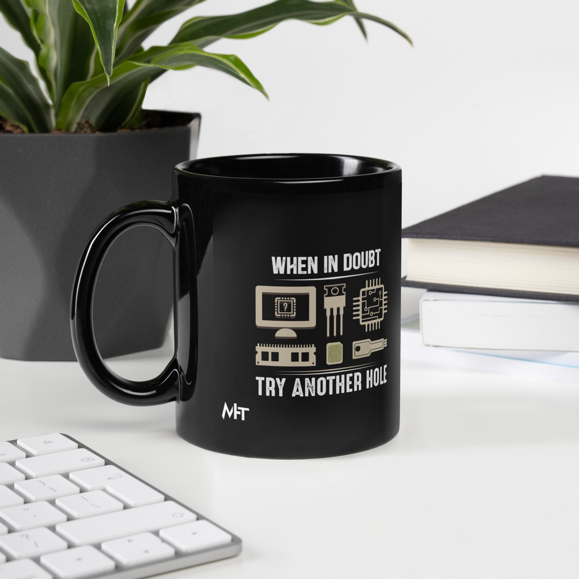 When in doubt, Try another hole V1 - Black Glossy Mug by DarkByteGear