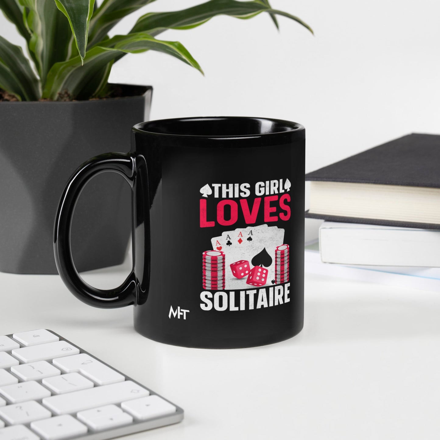 This Girl Loves Solitaire - Black Glossy Mug by DarkByteGear