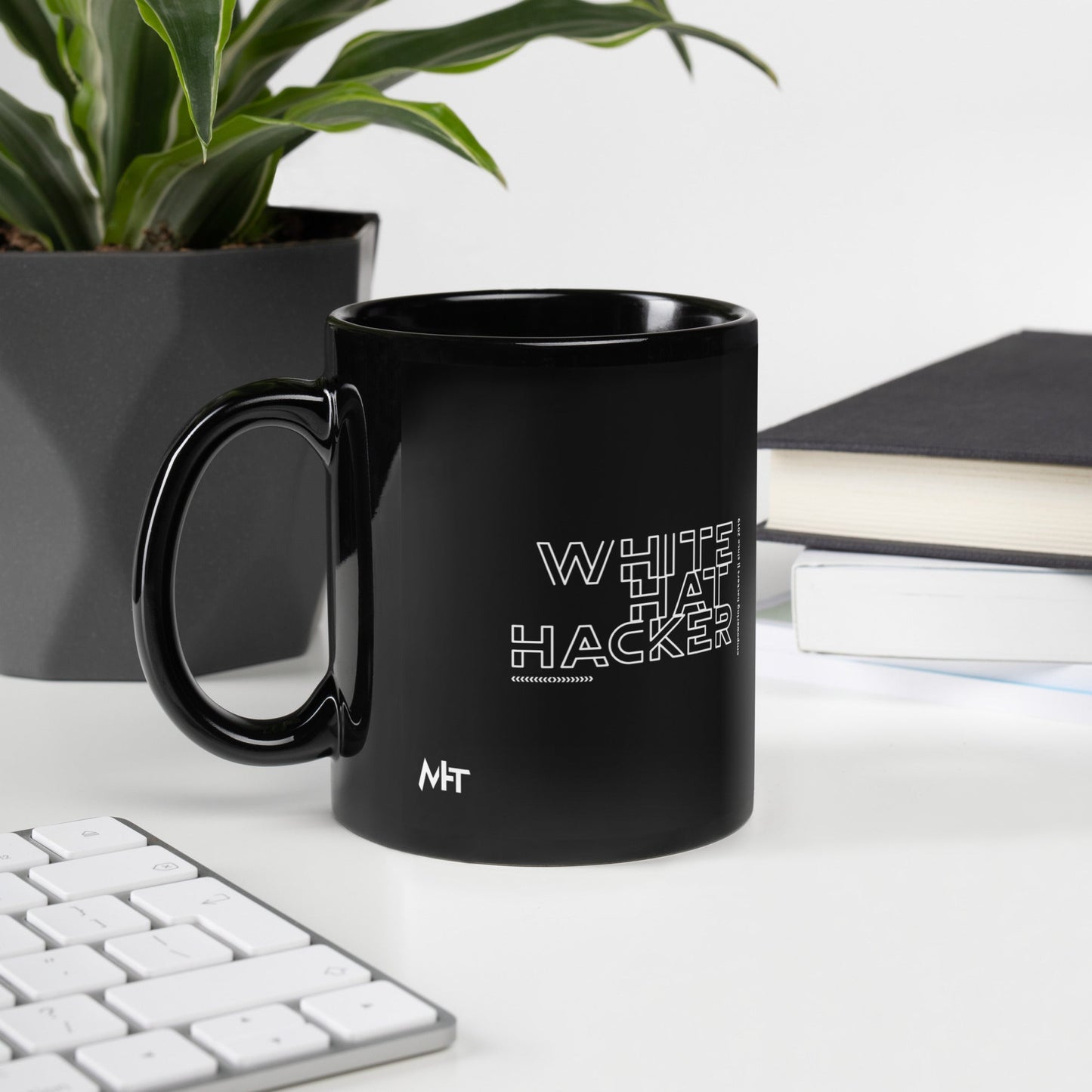 White Hat Hacker - Black Glossy Mug by DarkByteGear