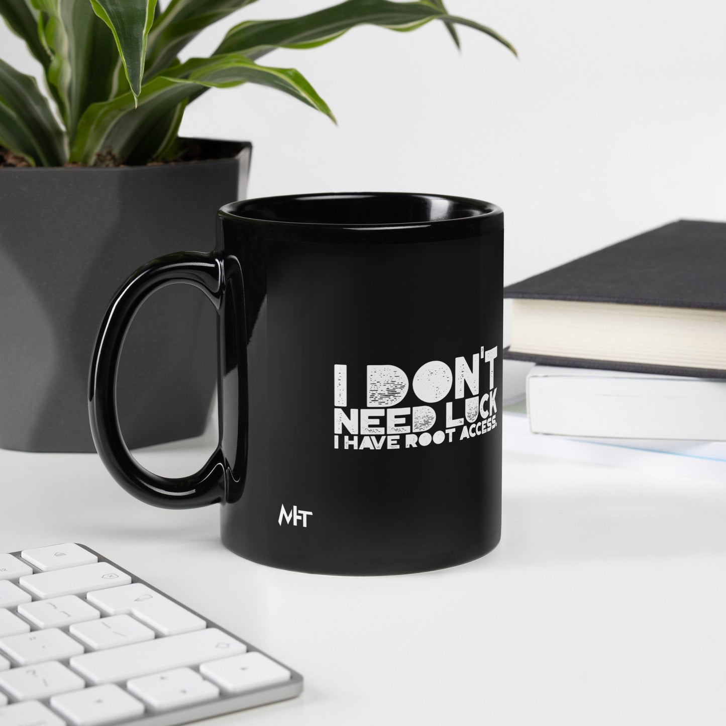 I Don't Need Luck: I Have Root Access - Black Glossy Mug by DarkByteGear