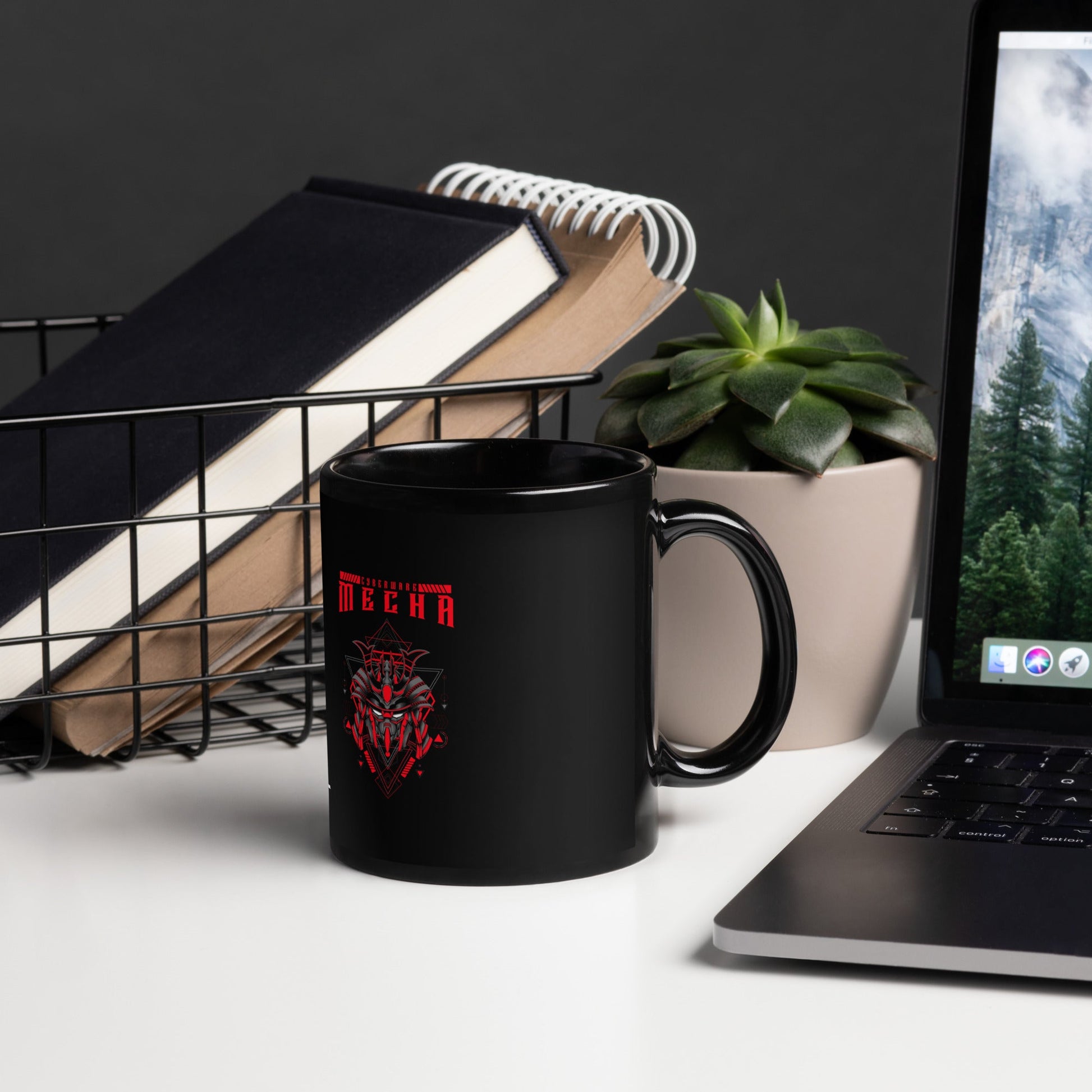 CyberWare Mecha - Black Glossy Mug by DarkByteGear