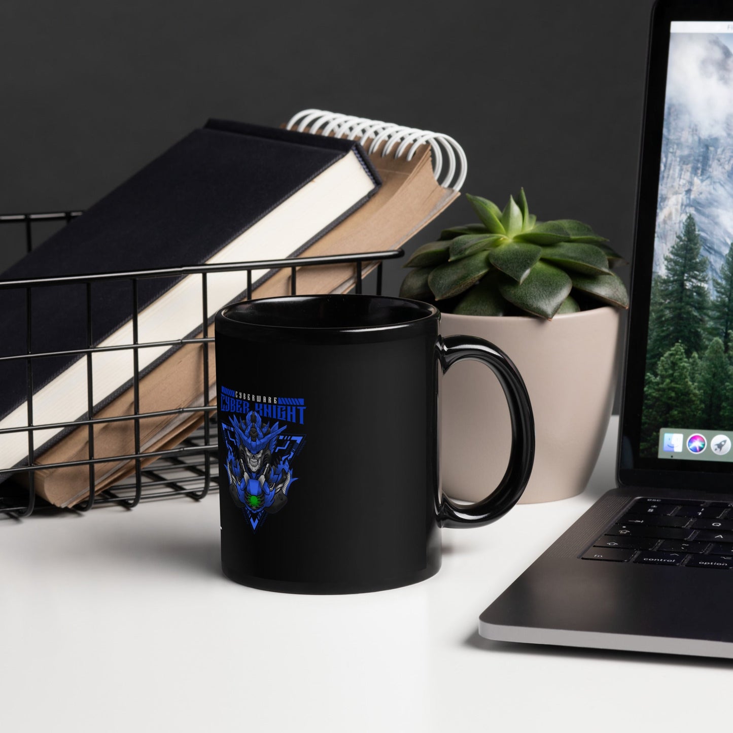 CyberWare Cyber knight - Black Glossy Mug by DarkByteGear