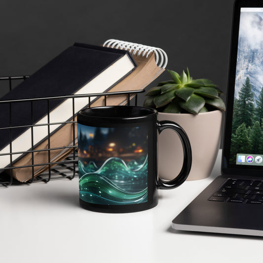 Neon AI V1 - Black Glossy Mug by DarkByteGear