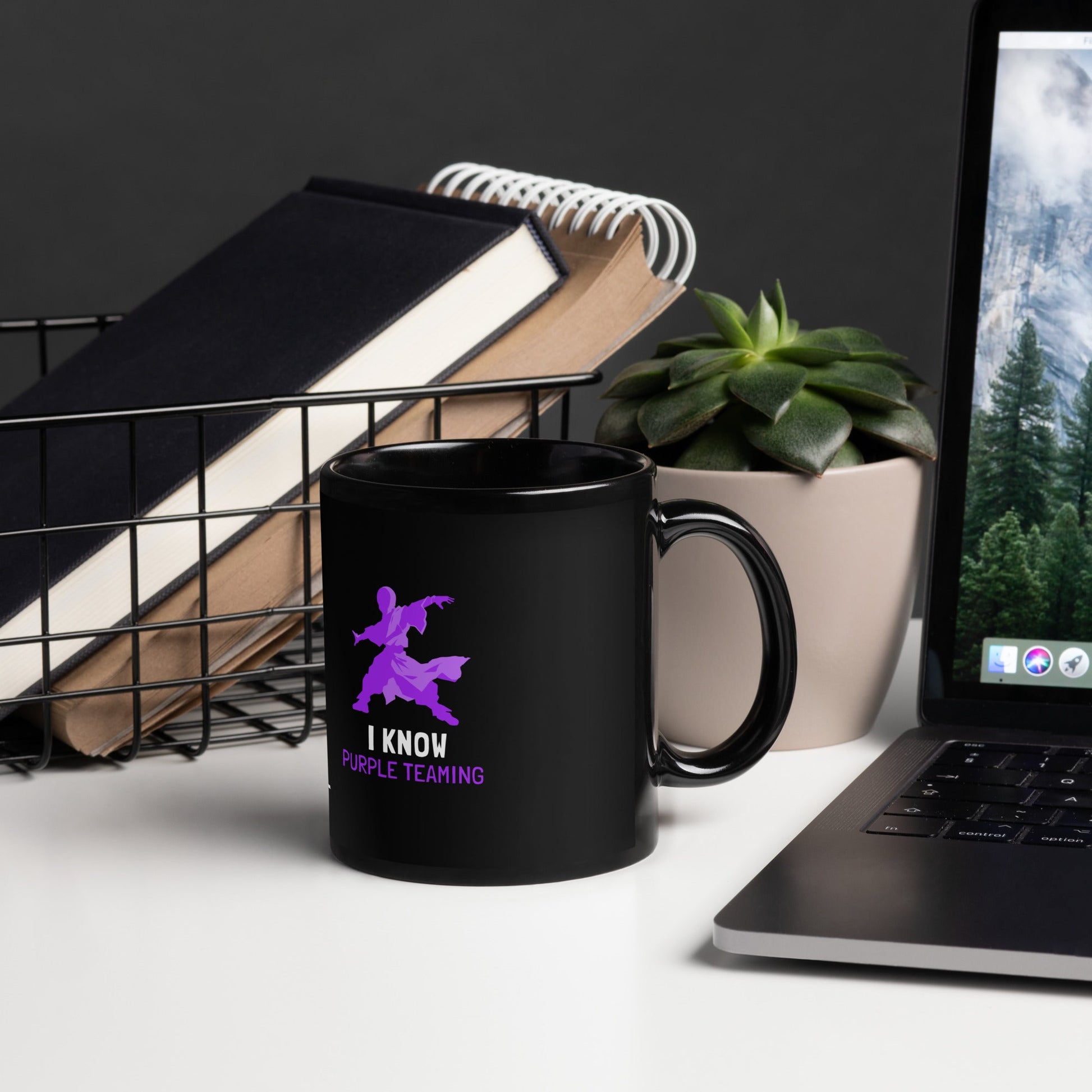 I Know Purple Teaming - Black Glossy Mug by DarkByteGear