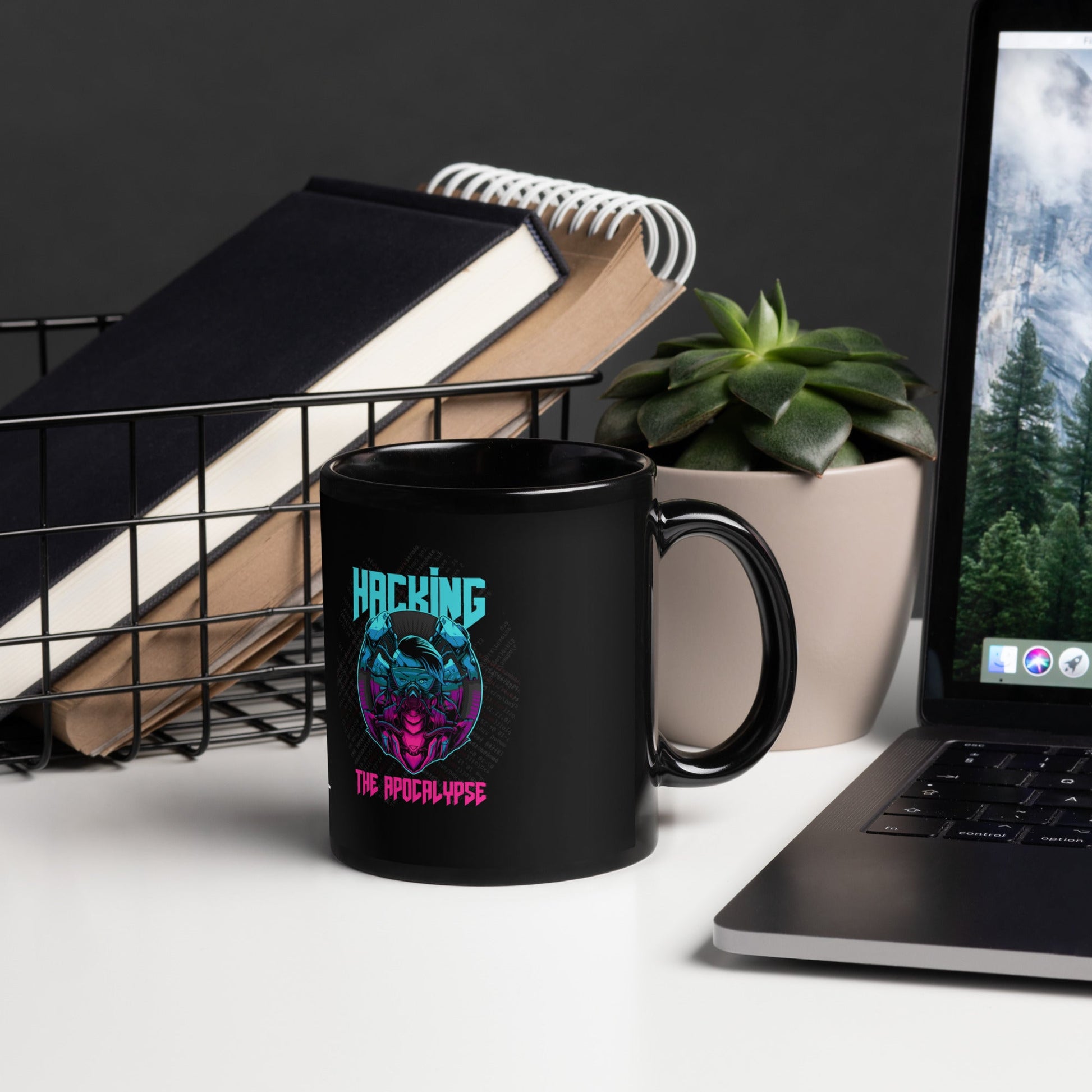 Hacking the apocalypse V2 - Black Glossy Mug by DarkByteGear
