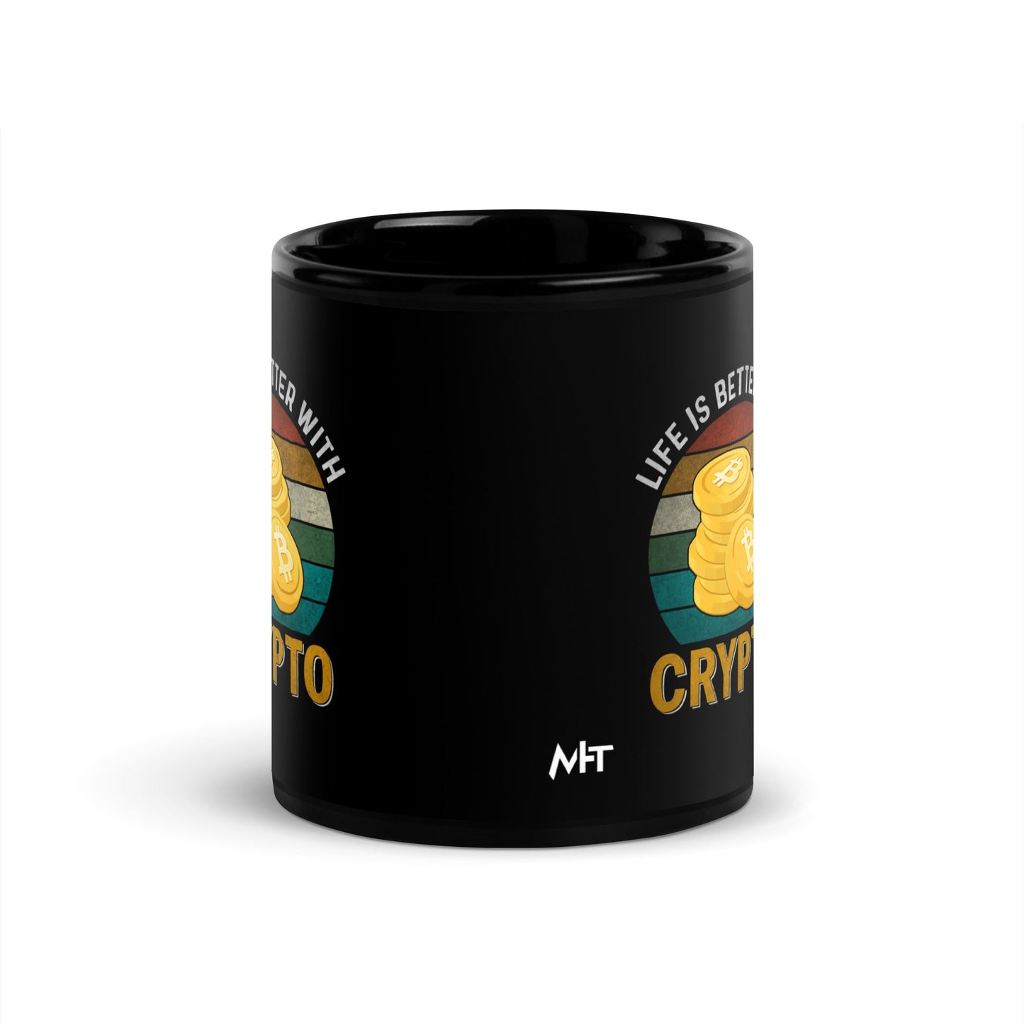 Life is Better with Bitcoin - Black Glossy Mug by DarkByteGear