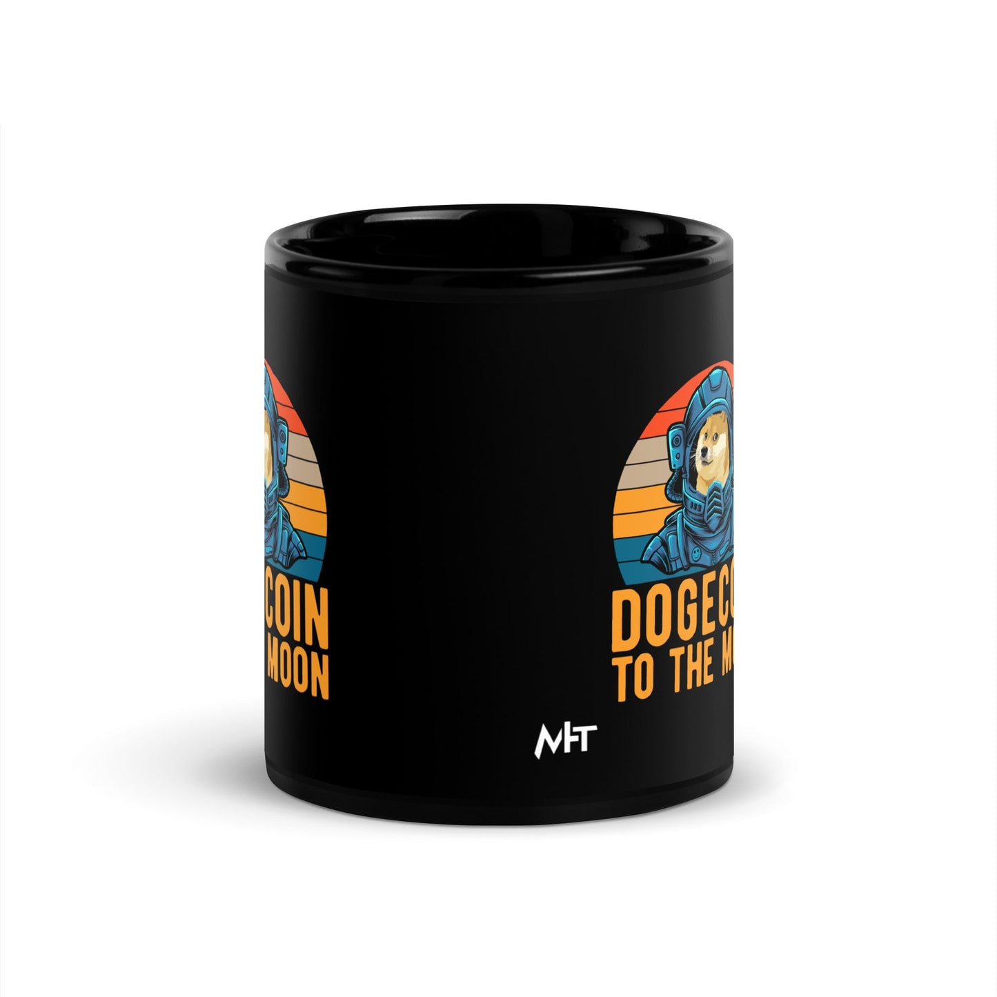 Doge Coin to the Moon - Black Glossy Mug by DarkByteGear